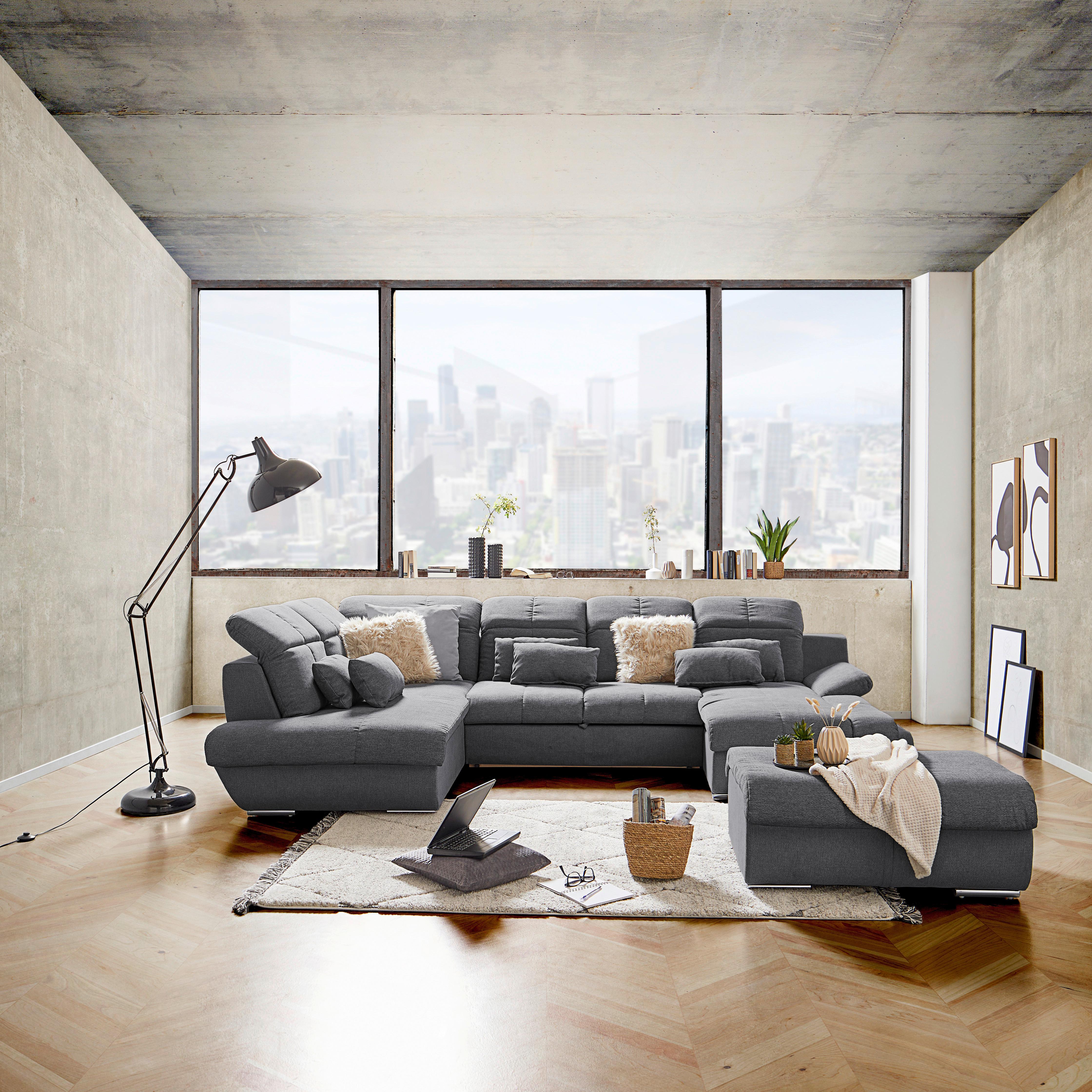Wohnlandschaft Multi mit Schlaffunktion Dunkelgrau