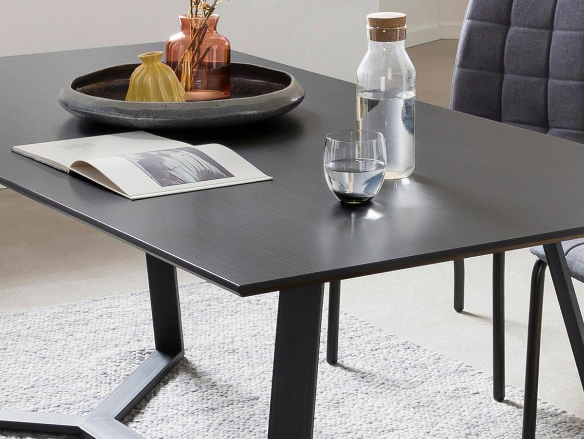 Esstisch Schwarz, Dunkelgrau L: 180cm - Dunkelgrau/Schwarz, Design, Holzwerkstoff/Metall (180/90/75cm) - Livetastic