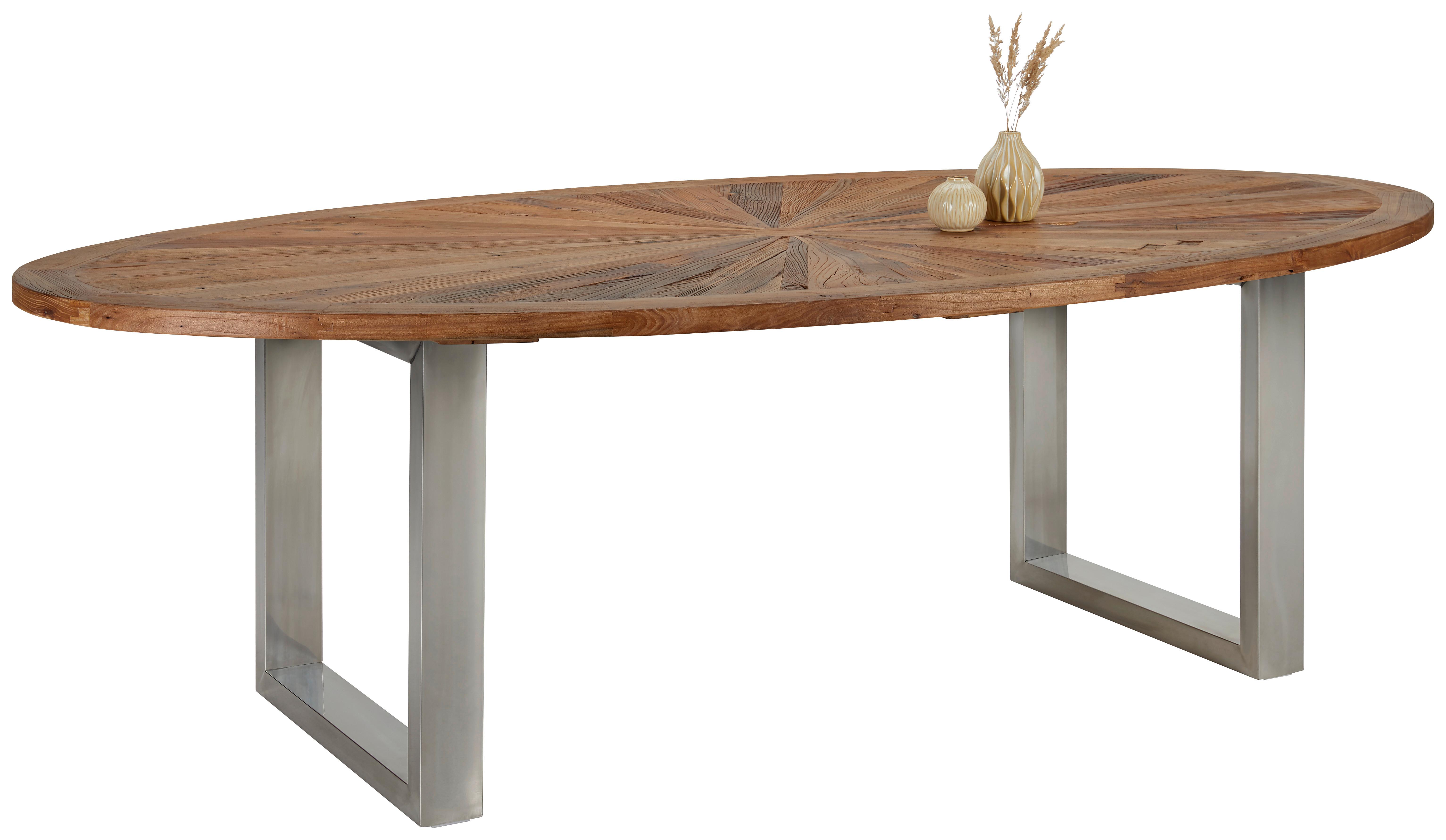 JÍDELNÍ STŮL ATTENZIONE 254 - barvy hliníku/hnědá, Lifestyle, kov/dřevo (254/78/135cm) - Premium Living