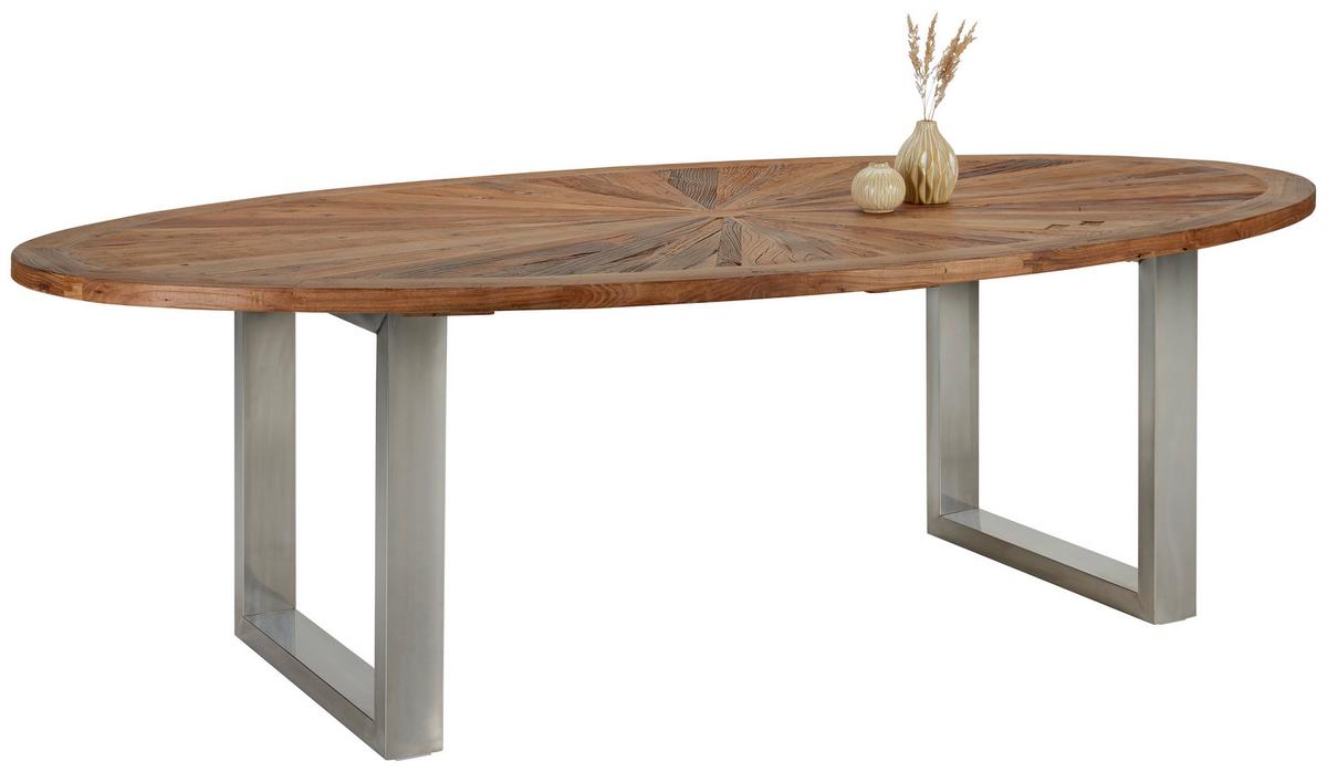 JEDÁLENSKÝ STÔL ATTENZIONE 254 - hnedá/hliníková, Lifestyle, kov/drevo (254/78/135cm) - Premium Living