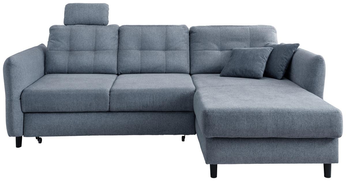 Ecksofa Brizzini Hellblau S: 250-280/176 cm - Blau/Silberfarben, MODERN, Holz/Textil (250-280/176cm) - Livetastic