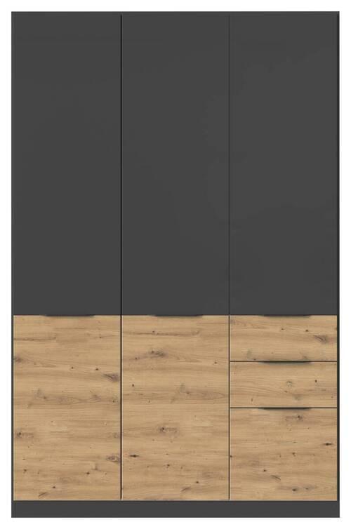 Šatní skříň MAX-EXTRA,3-dveřová - šedá/dub artisan, Konvenční, kompozitní dřevo/plast (136/210/54cm) - James Wood