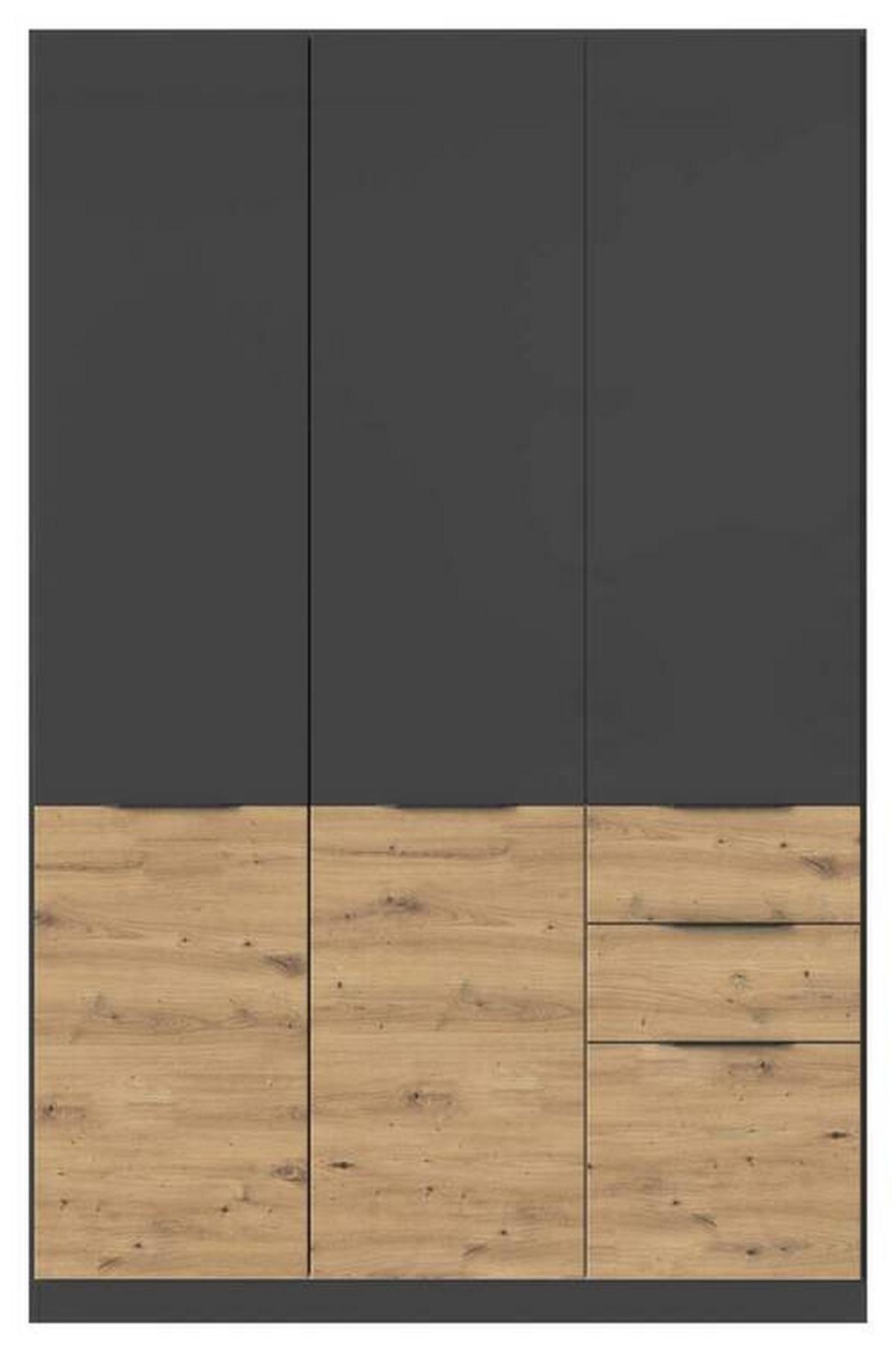 Šatní skříň MAX-EXTRA,3-dveřová - šedá/dub artisan, Konvenční, kompozitní dřevo/plast (136/210/54cm) - James Wood