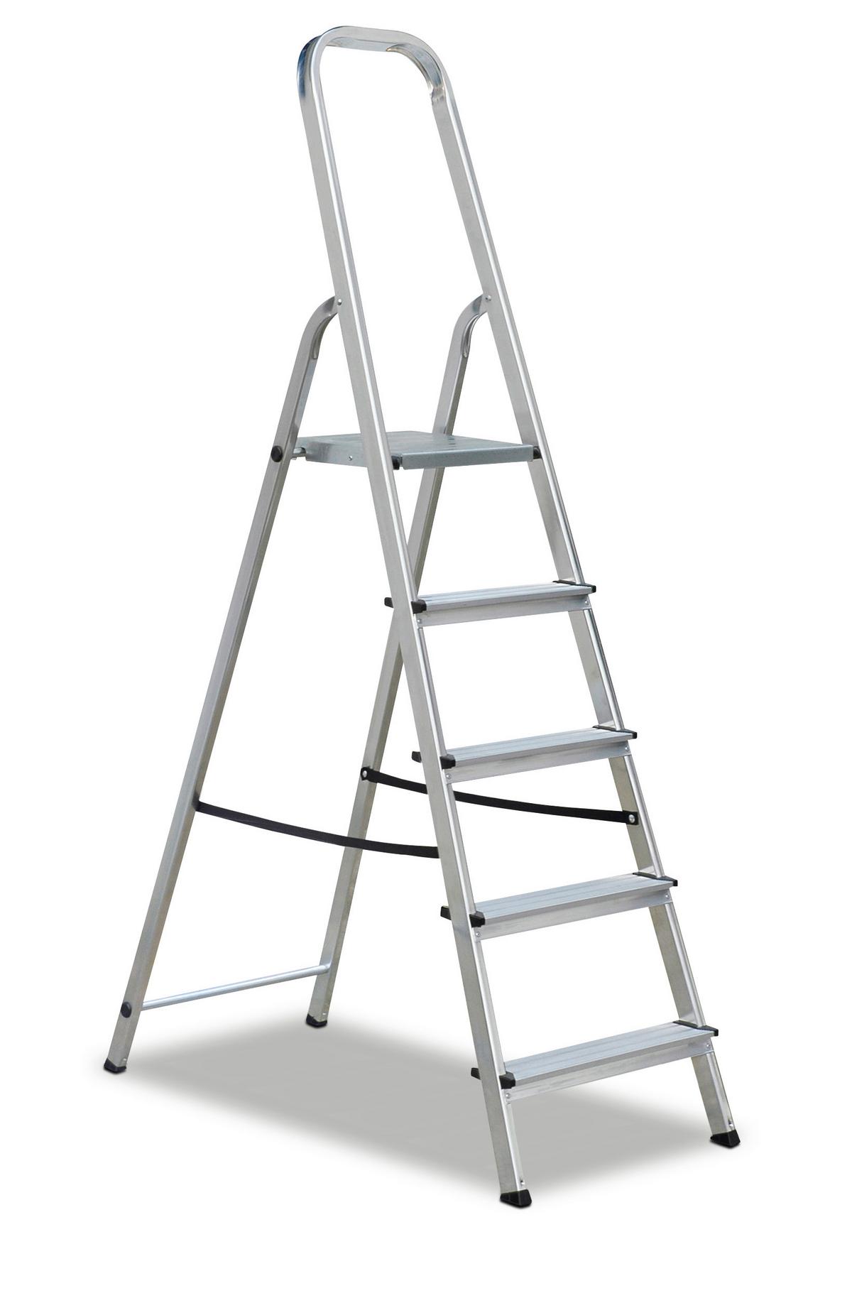 Aluleiter ca. 160 cm Adalbert klappbar, bis 150 kg - Silberfarben, KONVENTIONELL, Metall (45,5/92/161,7cm) - Homezone