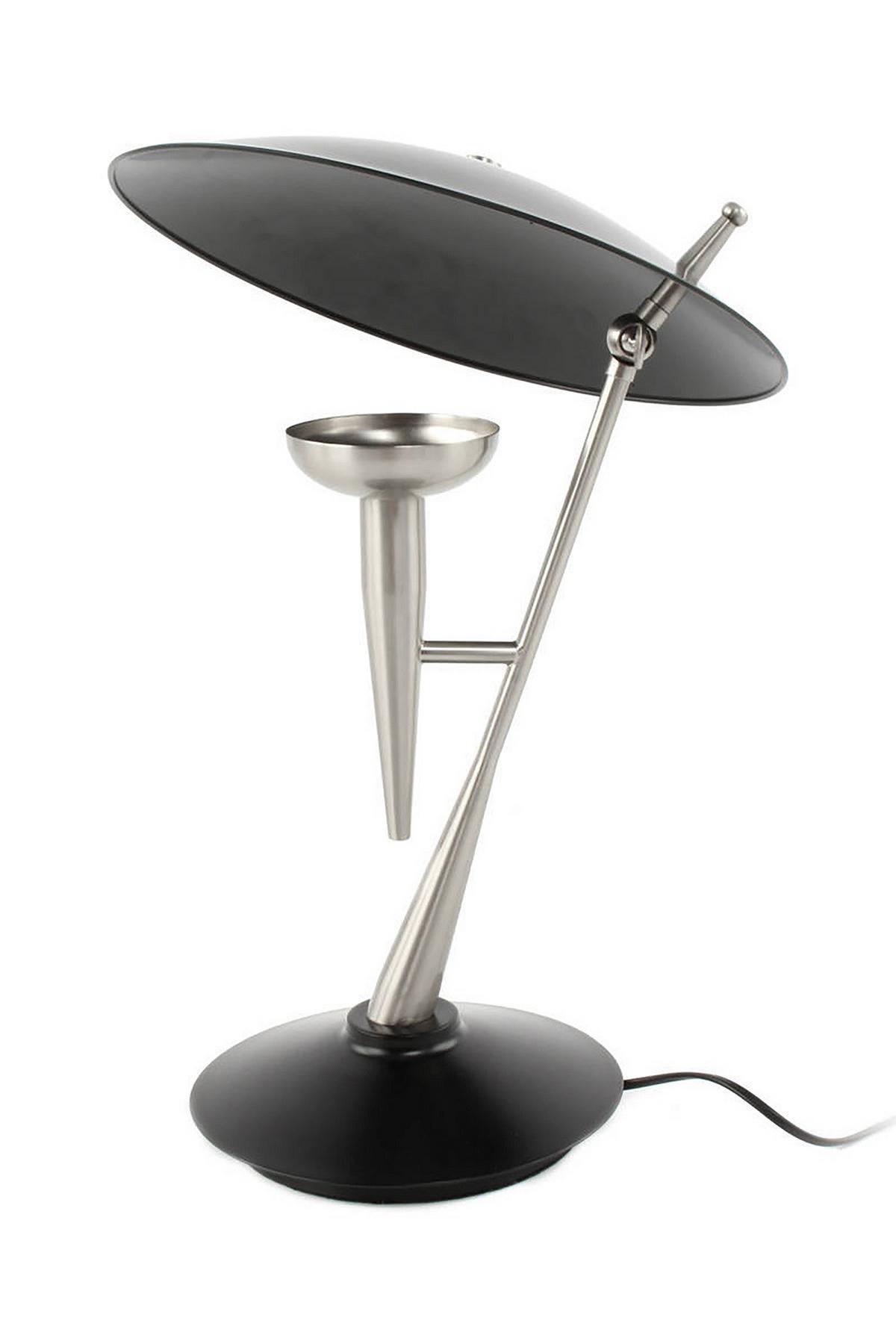 Tischlampe Flyer Schwarz/Silberfarben - Silberfarben/Schwarz, Trend, Metall (36/36/50cm) - Kayoom