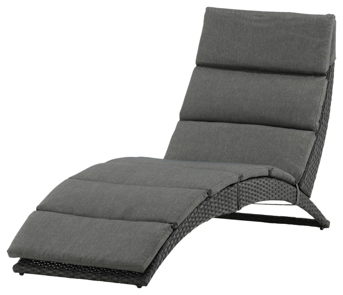 Sonnenliege Archie Kunststoff - Schwarz, KONVENTIONELL, Kunststoff (64/84/158cm) - Gardenson