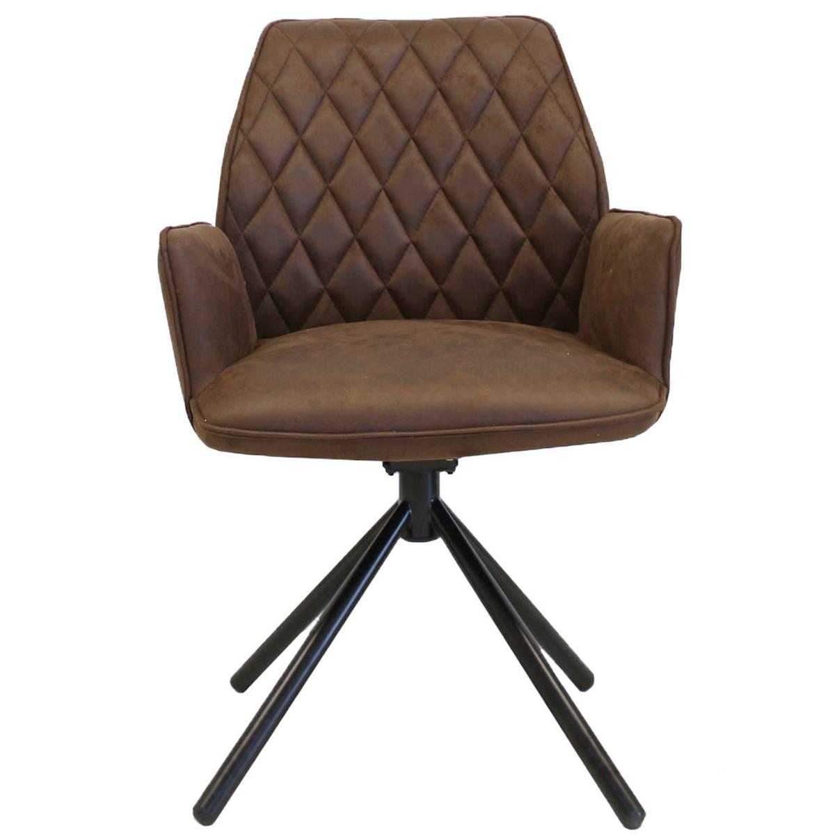 Armlehnstuhl Donny - Dunkelbraun/Schwarz, LIFESTYLE, Textil/Metall (58/92/52cm) - MID.YOU