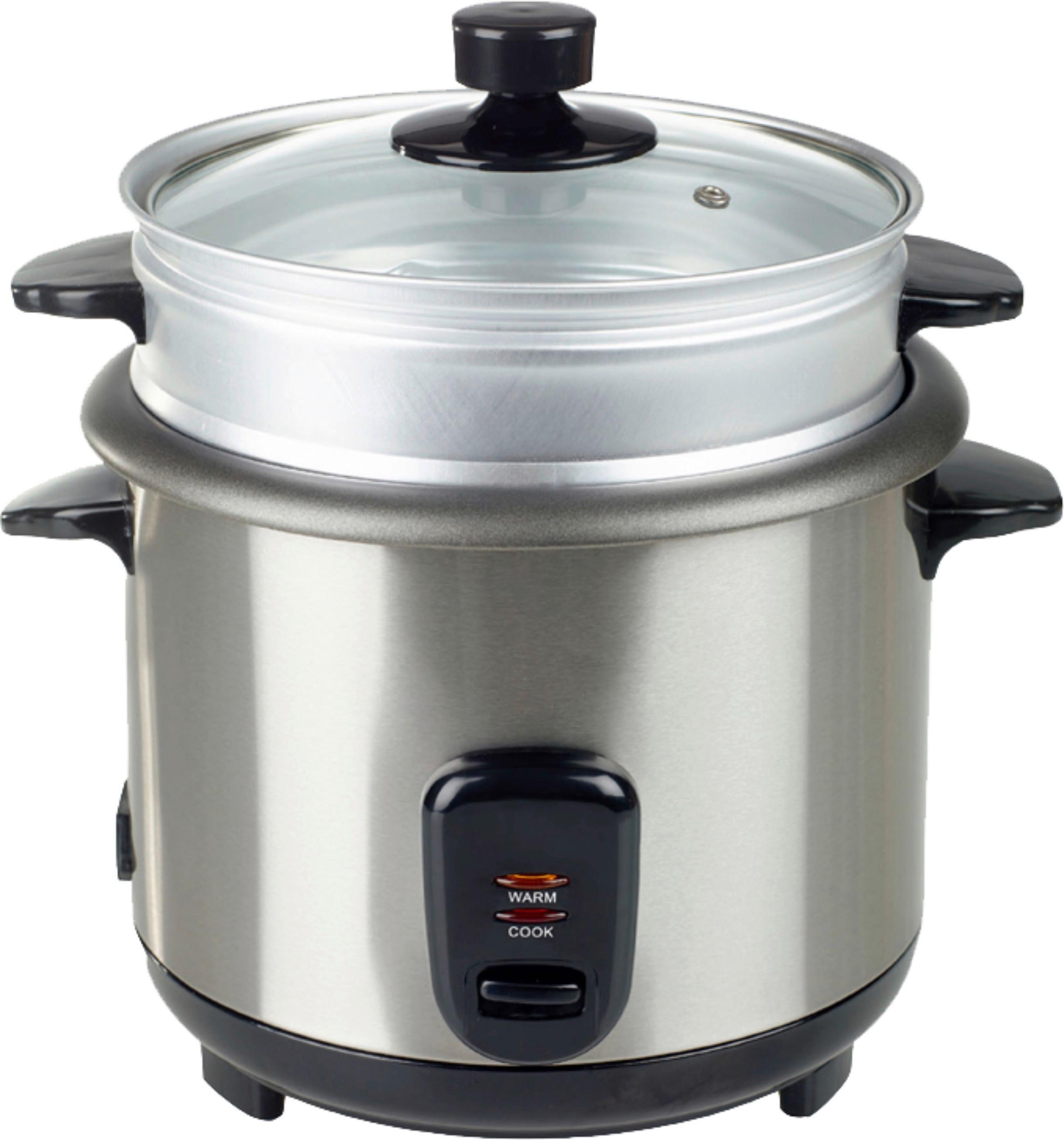 Reiskocher Selma - Edelstahlfarben/Schwarz, Basics, Glas/Kunststoff (26.2/26.4/28.5cm) - Bono