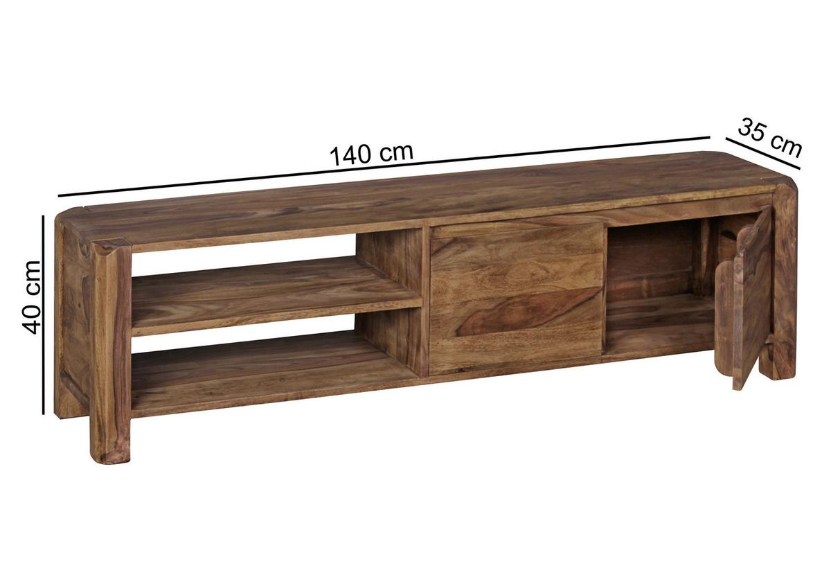 Lowboard Boha B: 140 cm Sheesham Massiv - Sheeshamfarben, KONVENTIONELL, Holz (140/40/35cm) - MID.YOU