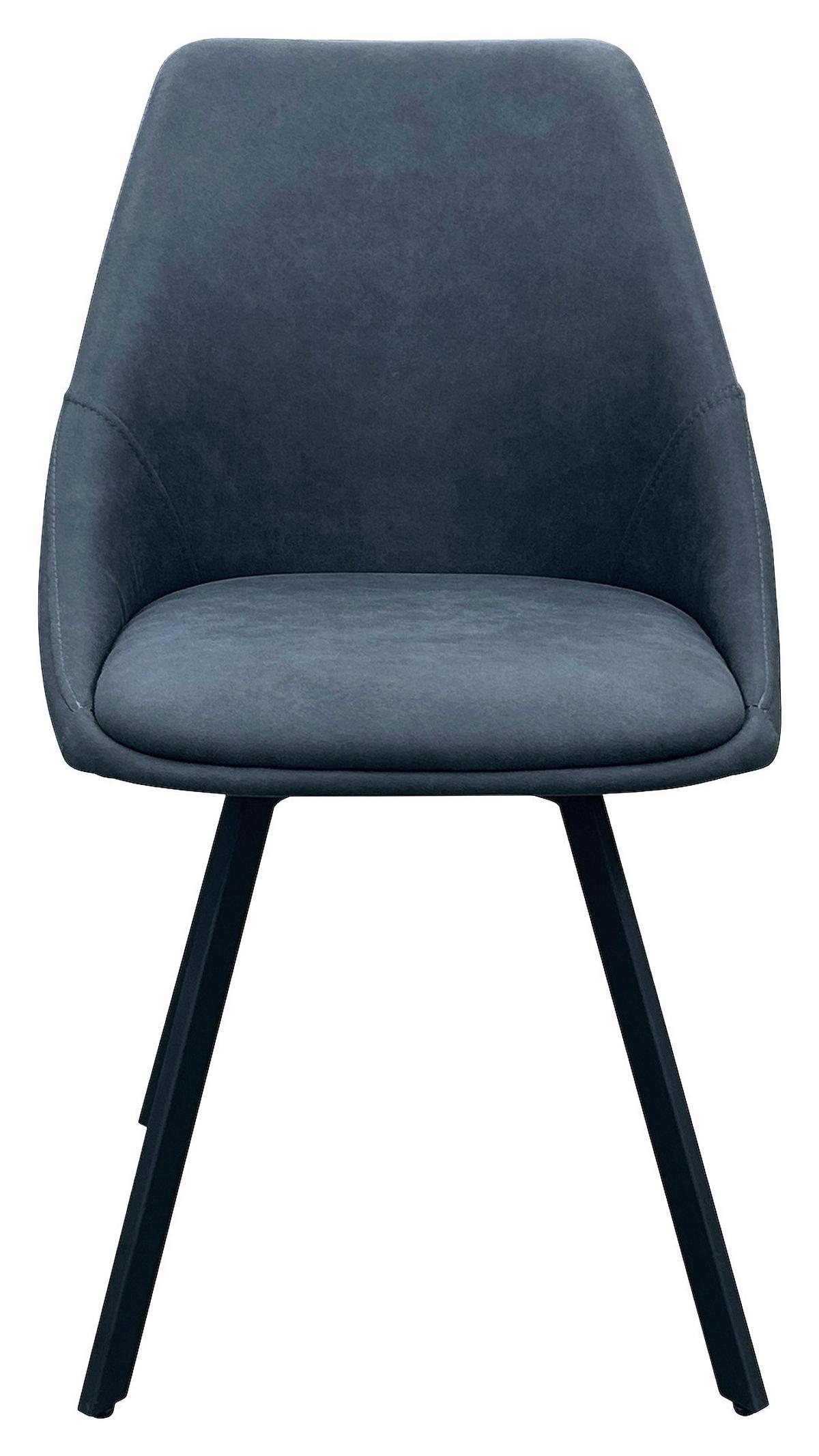 Esszimmerstuhl Jasper Anthrazit, Schwarz 2er Set - Anthrazit/Schwarz, Design, Textil/Metall (55/83/59cm) - MID.YOU