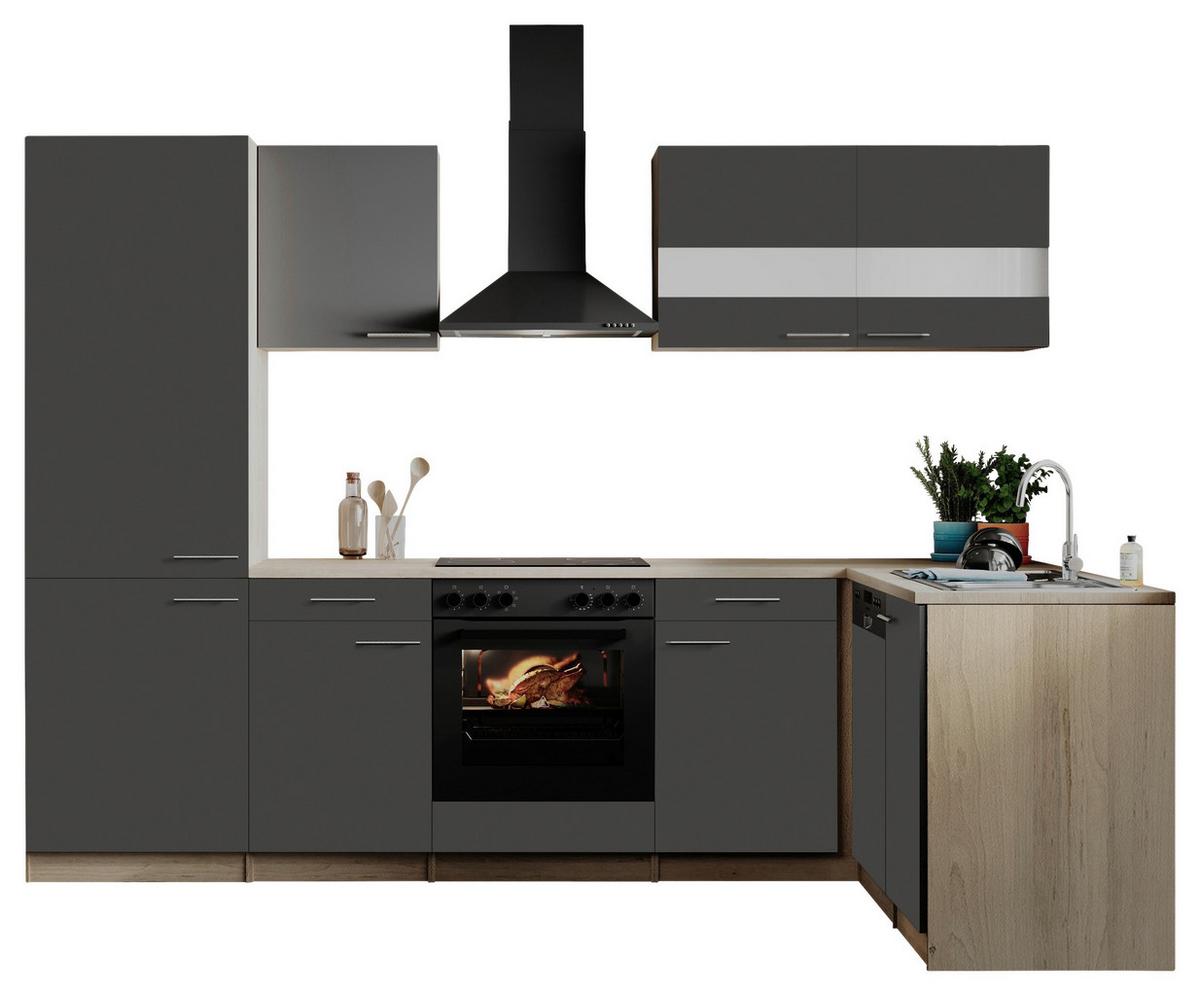 Eckküche Merle Grau/Eichefarben B: 280cm - Eichefarben/Grau, Basics, Holzwerkstoff (280/172cm) - Respekta