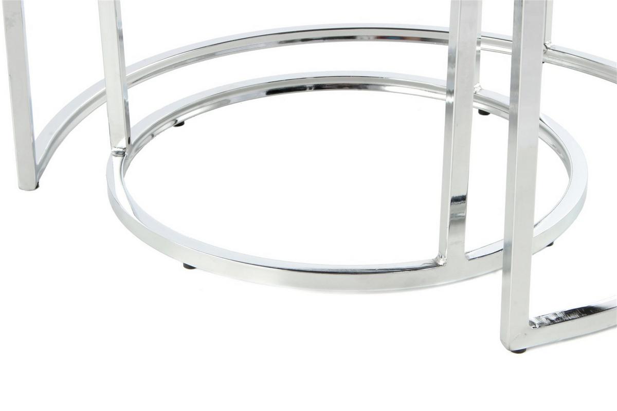 Hockerset Becky Grau/Silberfarben D: 40 cm - Silberfarben/Grau, Design, Textil/Metall (40-60/32-41cm) - Kayoom