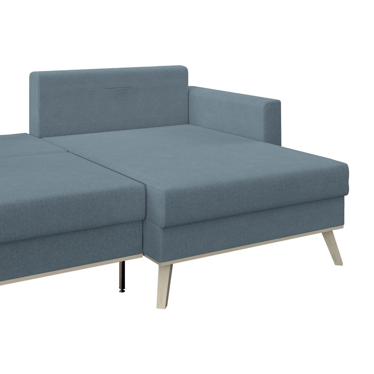 Rohová sedacia súprava CARINI, obojstranná, svetlomodrá - svetlomodrá/krémová, Basics, drevo/textil (222/152cm)