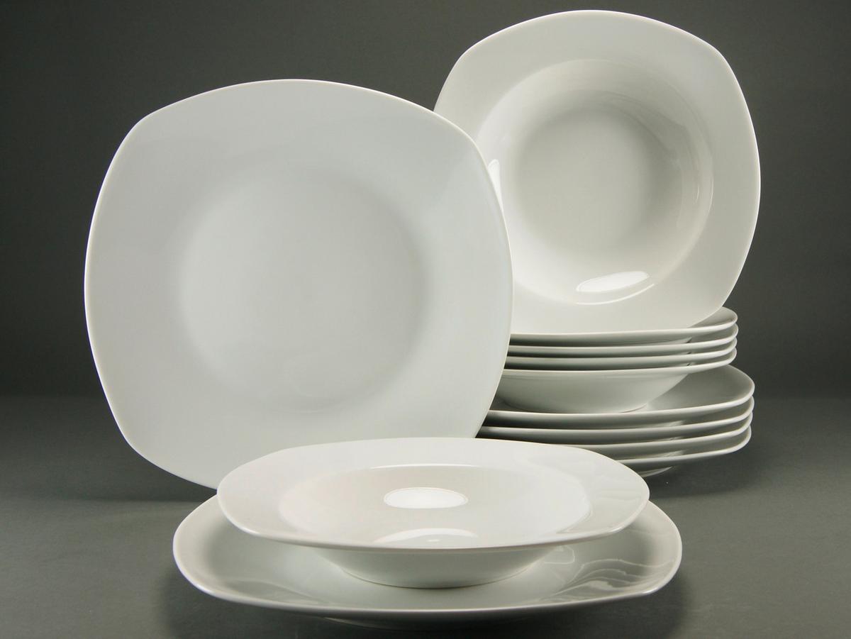 Jedálenský servis Amelie biely, 12 dielny pre 6 osôb - biela, keramika (28,5/22/31cm) - Creatable