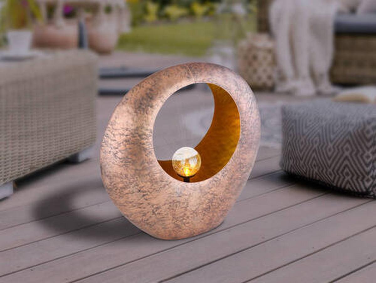 Solarleuchte 36521 - Klar/Messingfarben, Design, Glas/Metall (35/13,5/37cm) - Globo