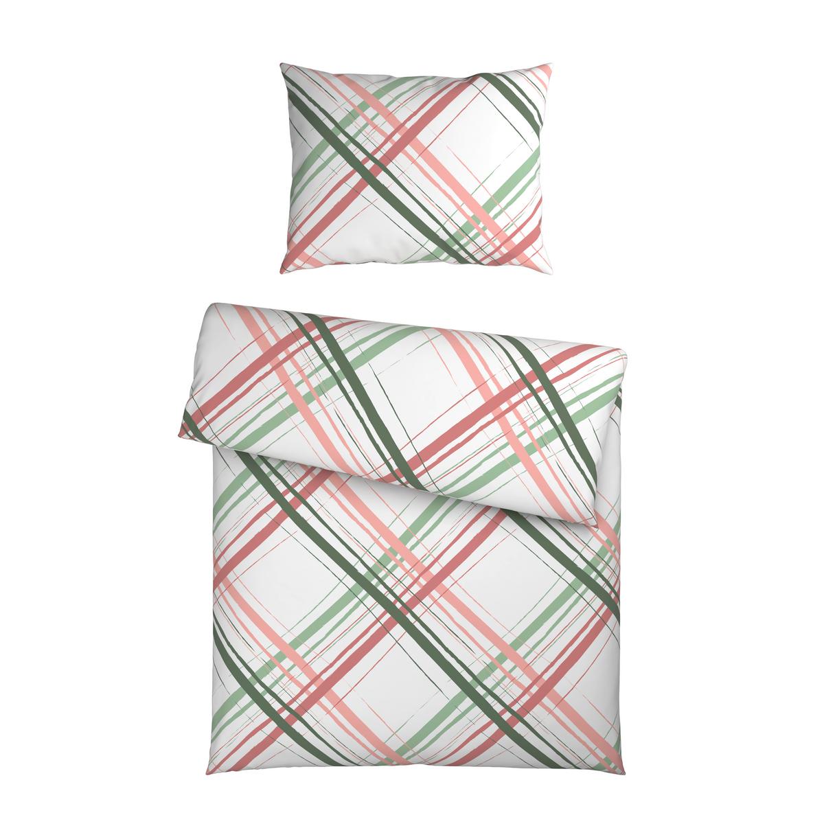 Bettwäsche Jule - Rosa/Grün, MODERN, Textil - Luca Bessoni