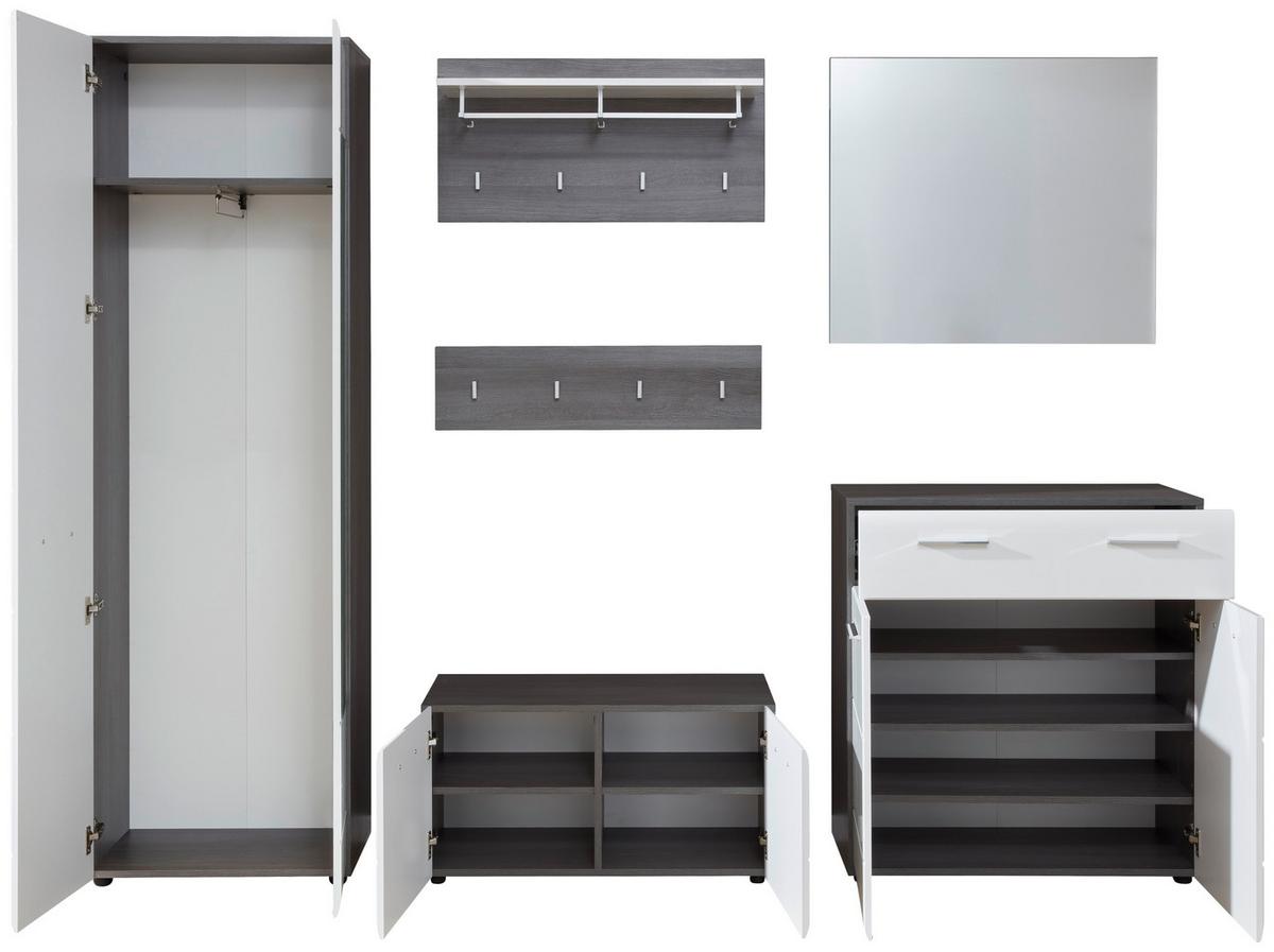 Garderobenbank Line Weiß B: 80 Cm - Schwarz/Weiß, MODERN, Holzwerkstoff (80/41/35cm) - MID.YOU