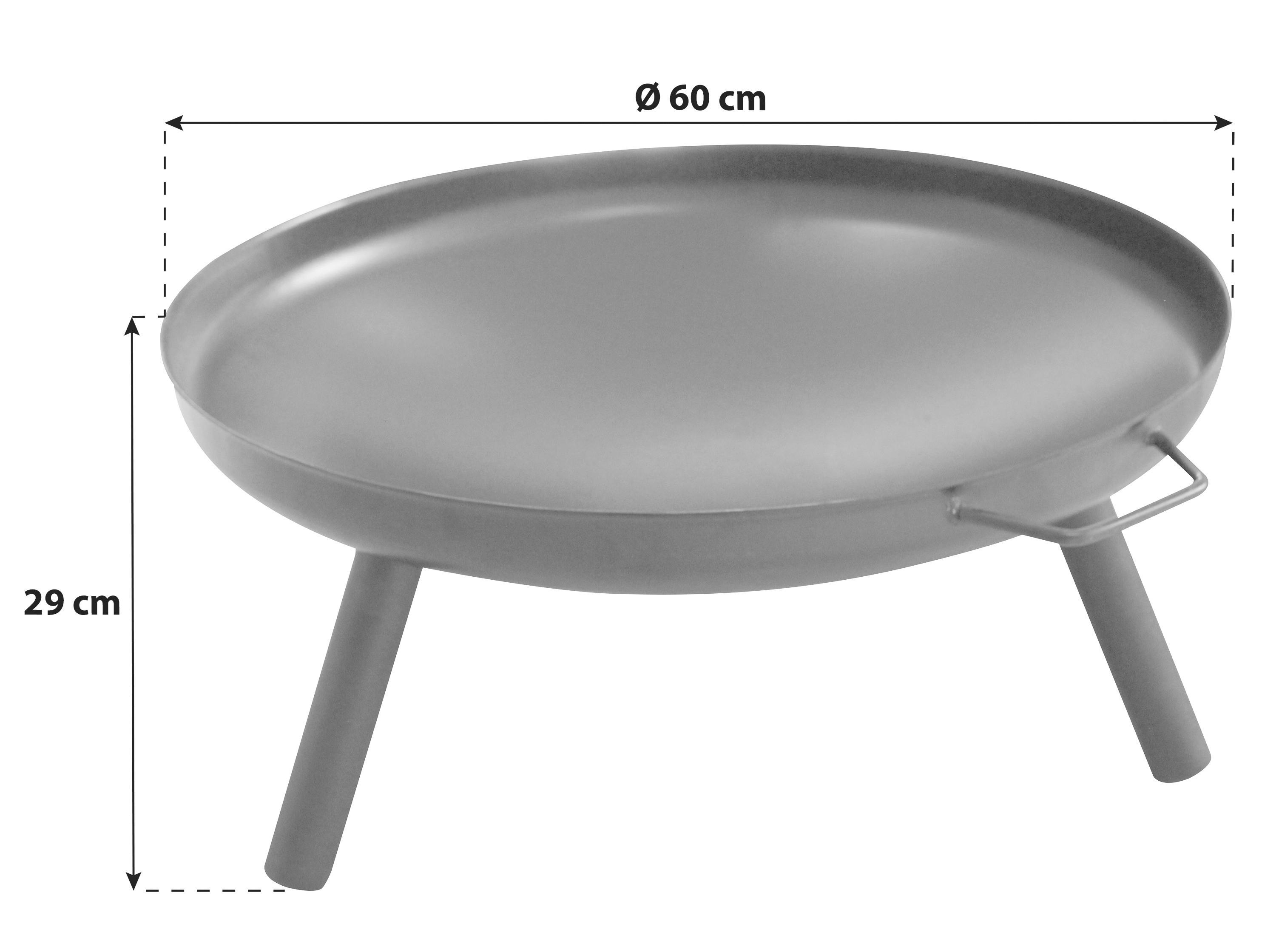 Feuerschale Ø 60 Cm Mit Tragegriffen - Schwarz, MODERN, Metall (60/29cm) - Homezone