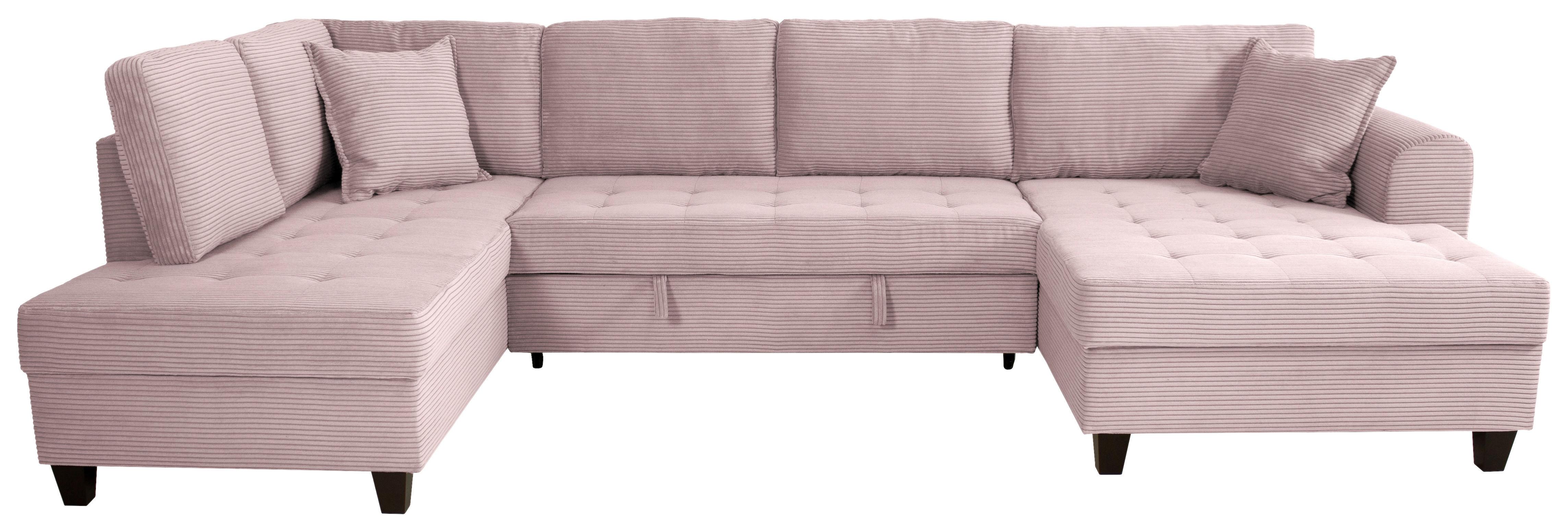 Wohnlandschaft Moritz Rosa U-Form: 178x324x155 Cm