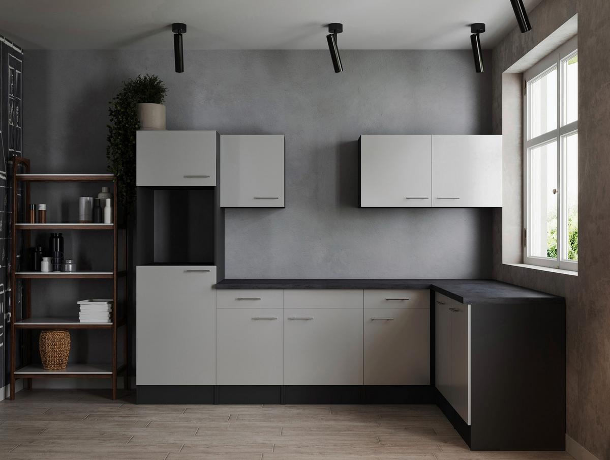 Eckküche Oliver Grau, Weiß S: 280x172cm - Weiß/Grau, Design, Holzwerkstoff (280/172cm) - Respekta