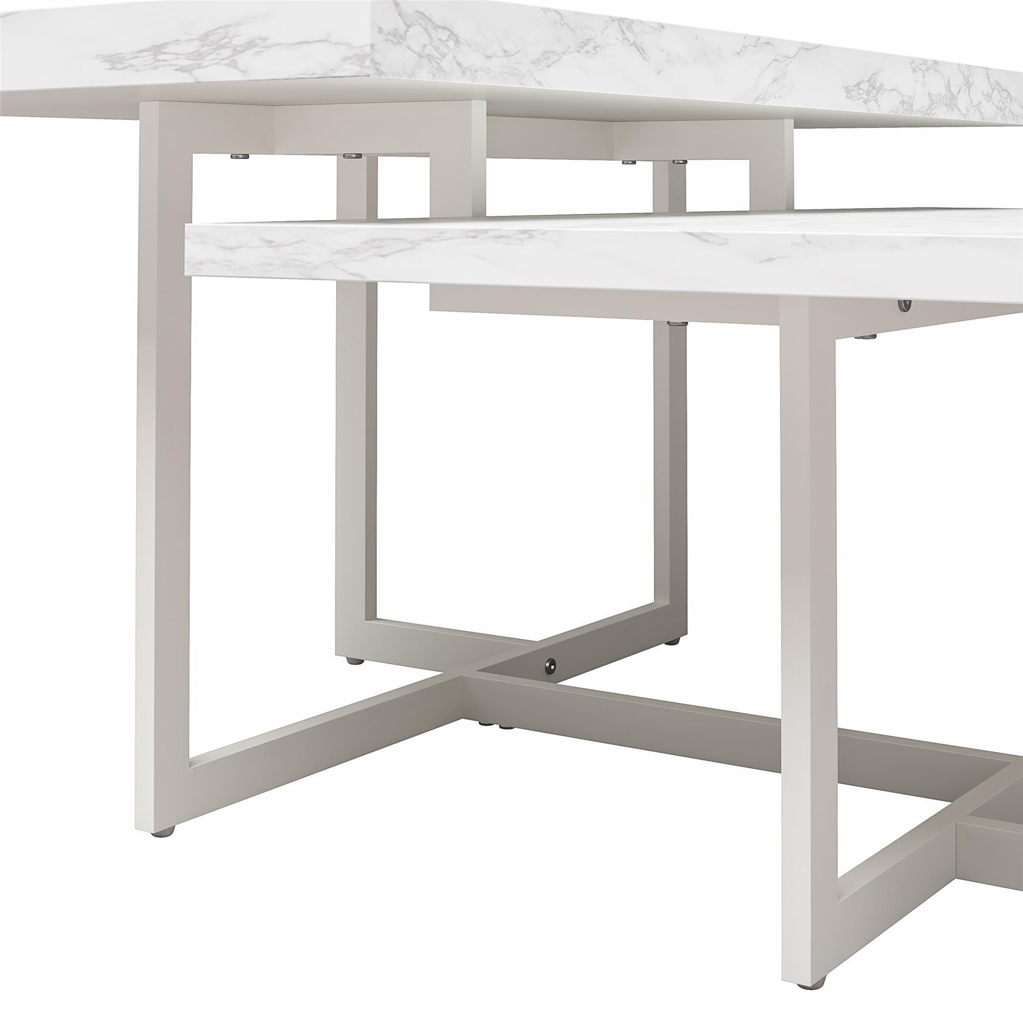 Couchtisch Brielle Weiß - Hellgrau/Weiß, Design, Holzwerkstoff/Metall (90/91,5/46,5cm) - MID.YOU