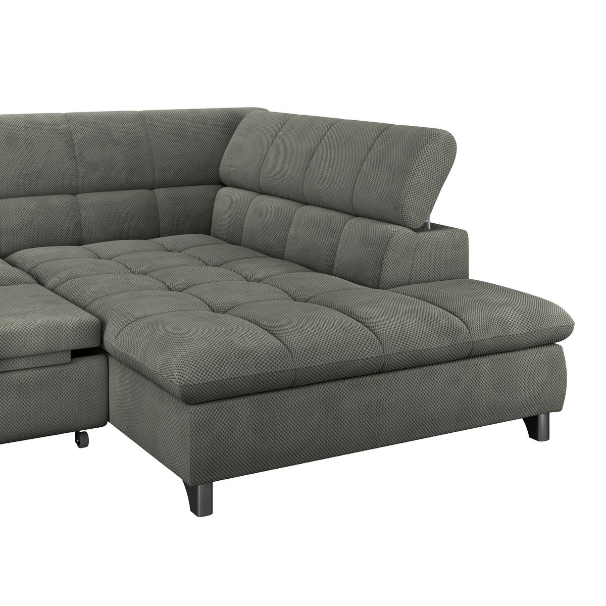 Ecksofa Gemini Grün, B: 312 cm - Chromfarben/Grün, KONVENTIONELL, Textil (312/234cm)