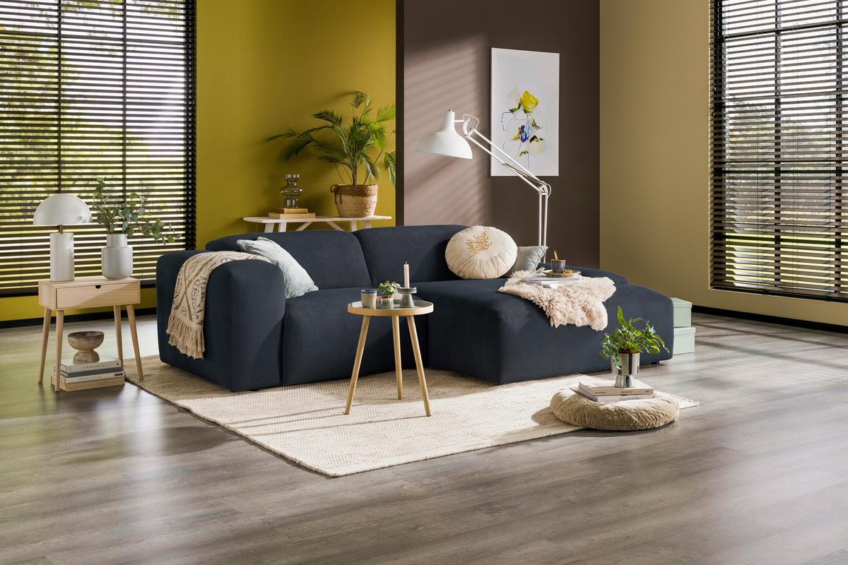 Ecksofa Hannah Blau 252x170 Cm - Blau/Schwarz, Design, Textil (252/170cm) - MID.YOU
