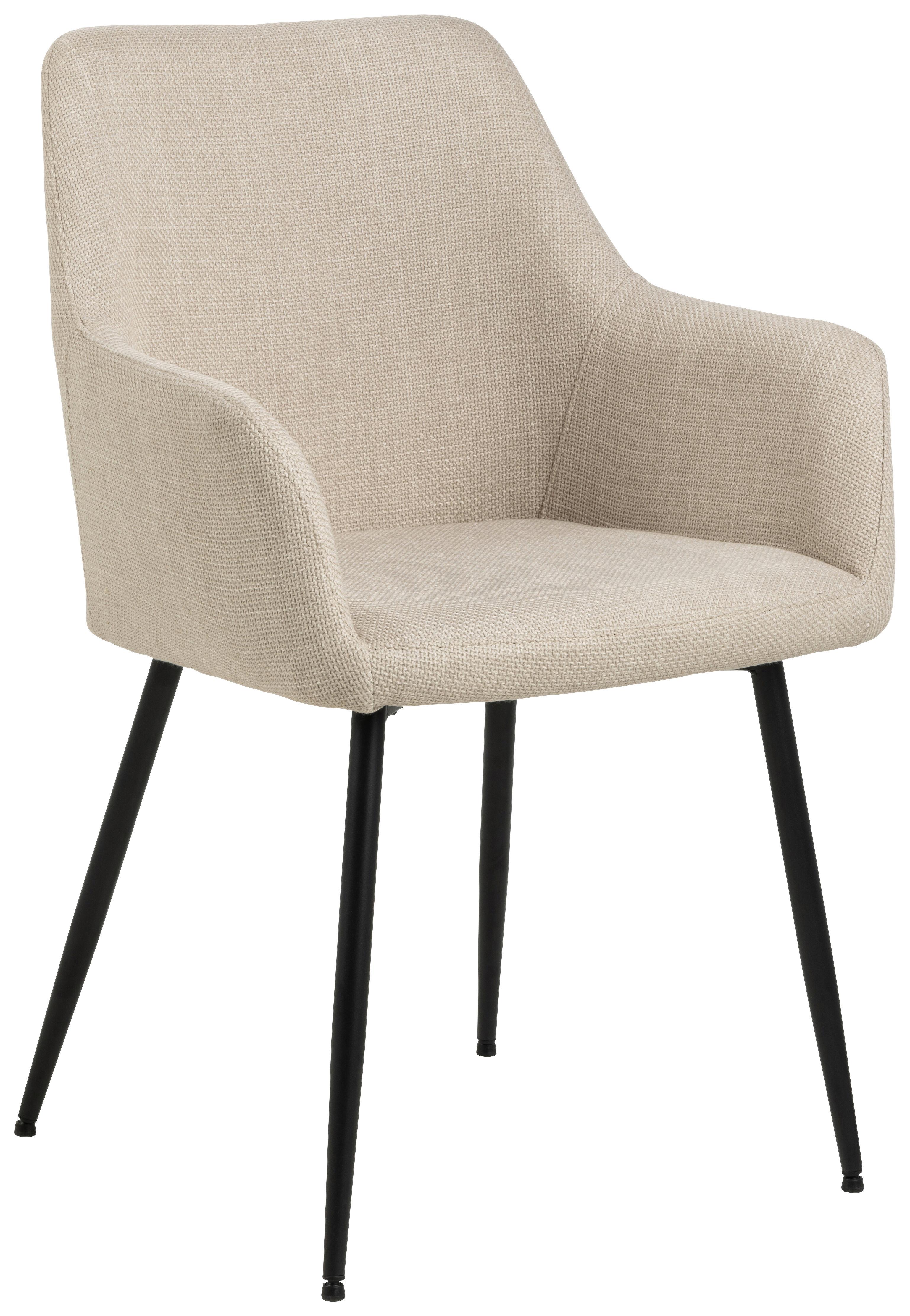 Armlehnstuhl Lizzy - Beige/Schwarz, Design, Textil/Metall (59/85/59cm) - MID.YOU