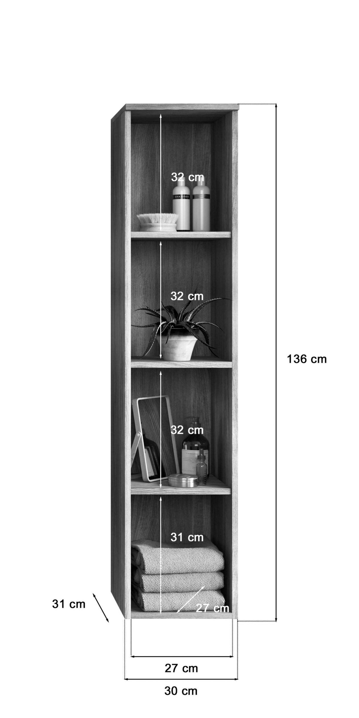 Badezimmerregal York - MODERN, Holzwerkstoff (30/136/31cm) - MID.YOU