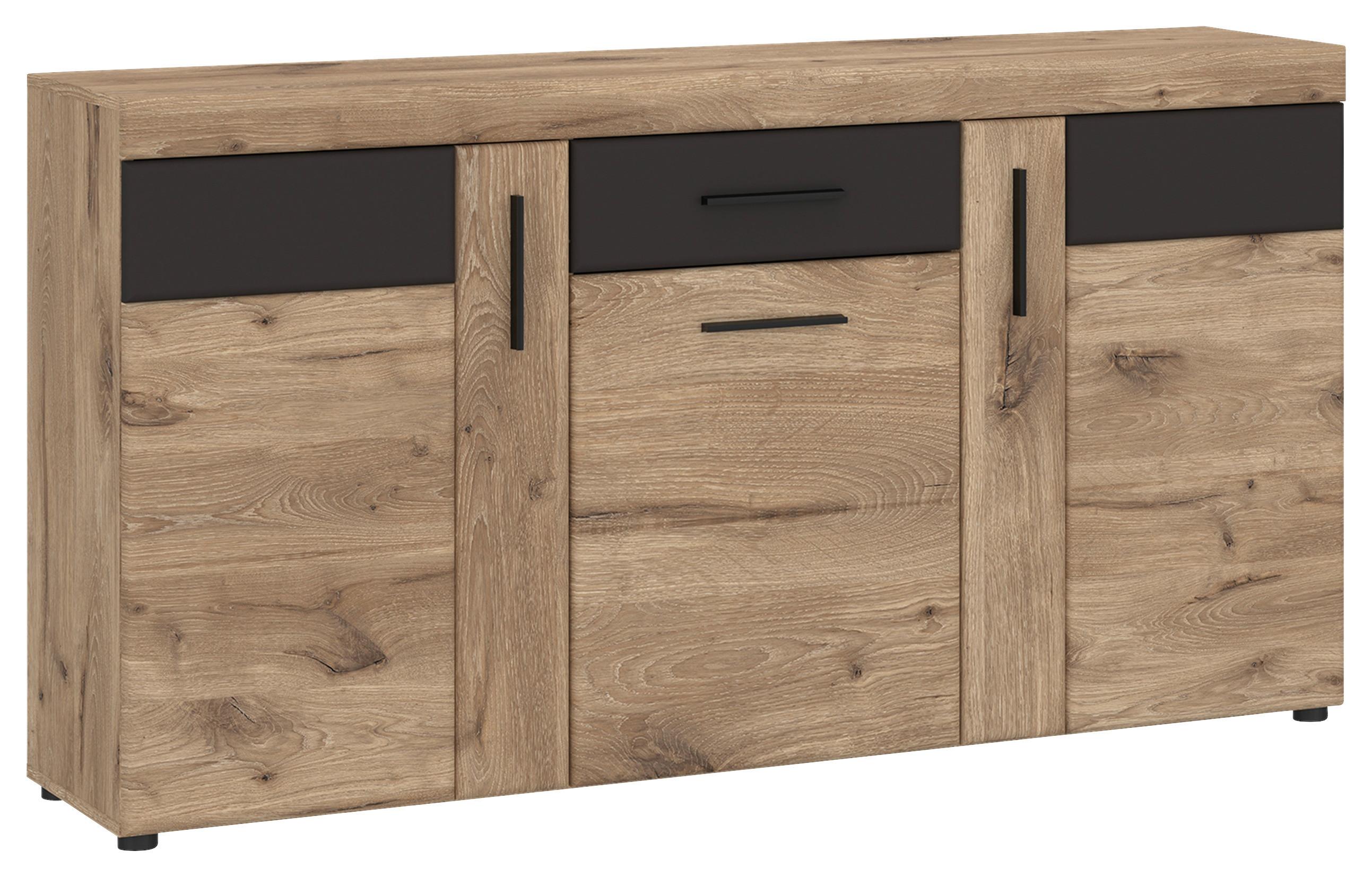 Sideboard Grano Eichefarben B: 157 cm - Dunkelgrau/Eichefarben, Trend, Holzwerkstoff (157/86/40,9cm)