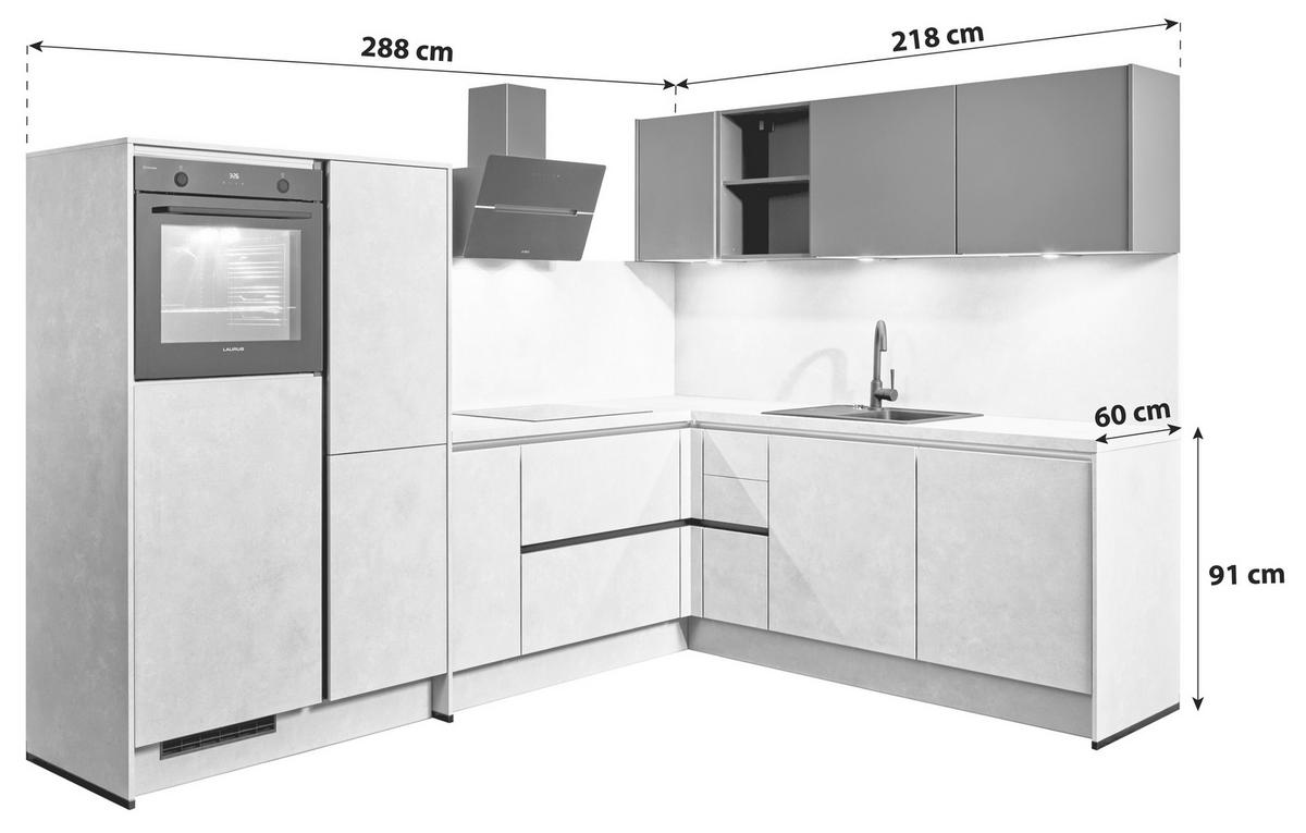 Eckküche Pn100/pn105 - Hellrot/Hellgrau, Basics, Holzwerkstoff (288/218cm) - Pino