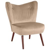 Polstersessel Sari Samt Sandfarben - Sandfarben/Nussbaumfarben, Design, Textil (70/86/69cm) - Max Winzer