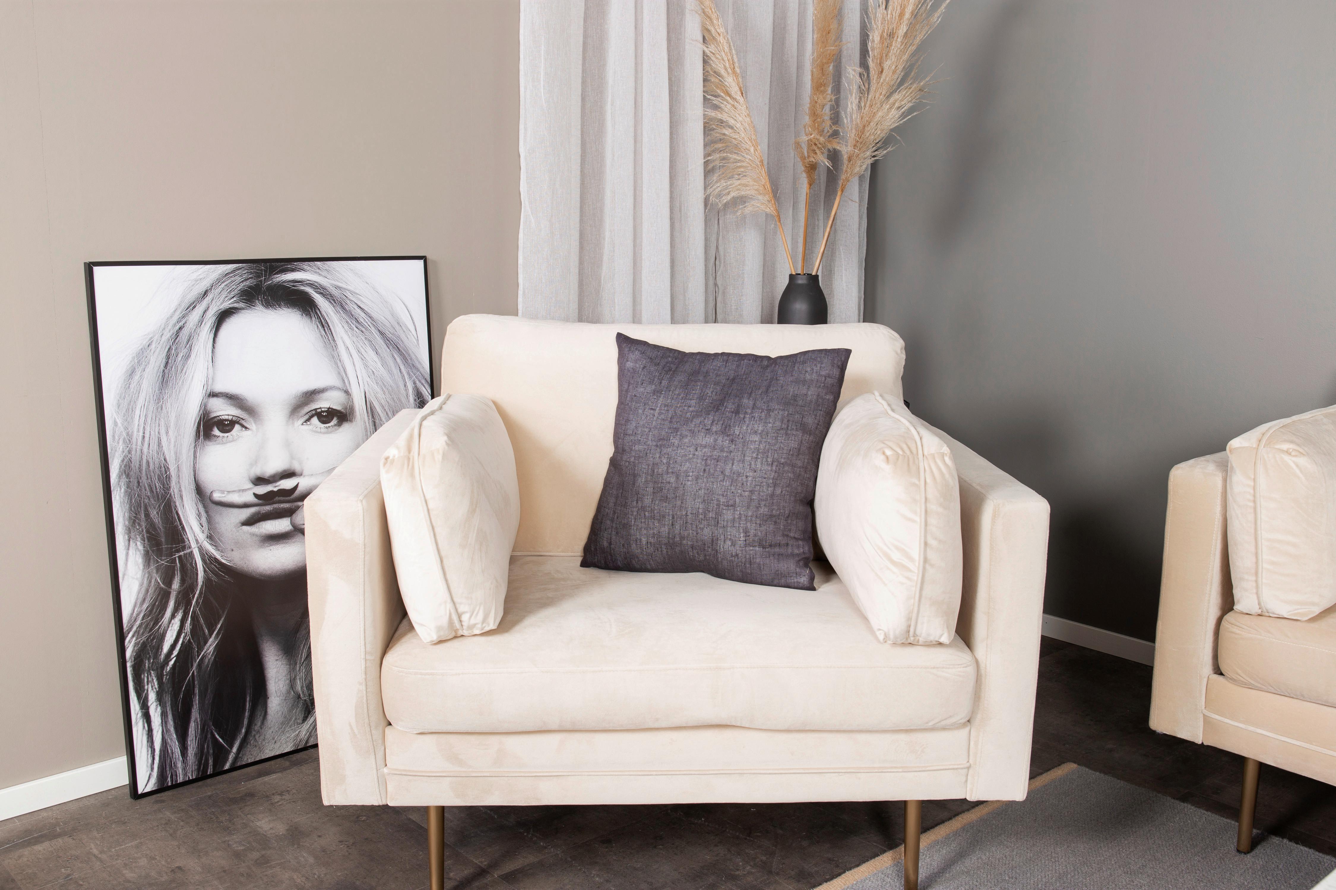 Sessel Boom - Beige/Goldfarben, Design, Kunststoff/Textil (110/84/86cm) - Livetastic