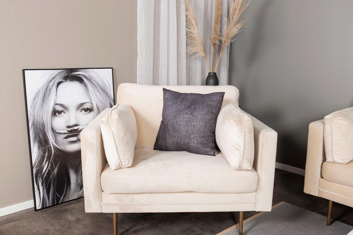Sessel Boom - Beige/Goldfarben, Design, Kunststoff/Textil (110/84/86cm) - Livetastic