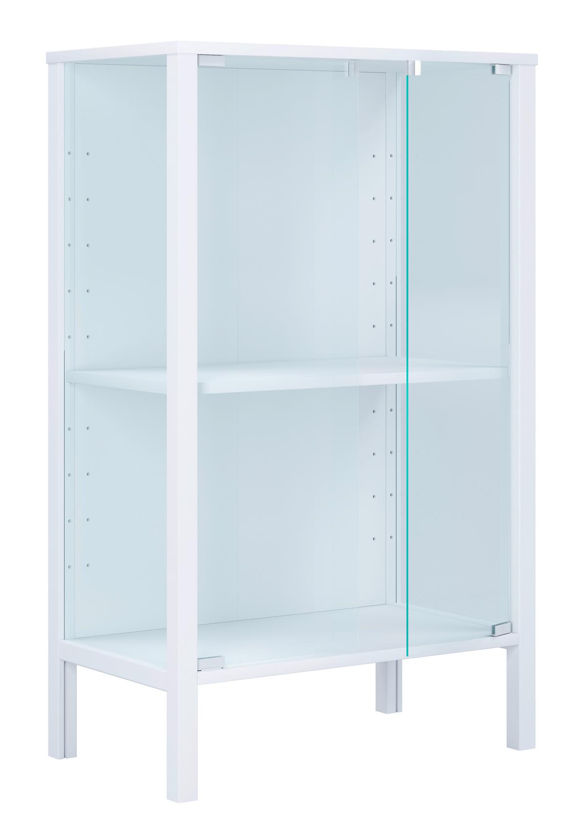 Vitrine Jensol Weiß B: 60 cm - Klar/Weiß, Design, Glas/Holzwerkstoff (60/80/35cm) - Livetastic