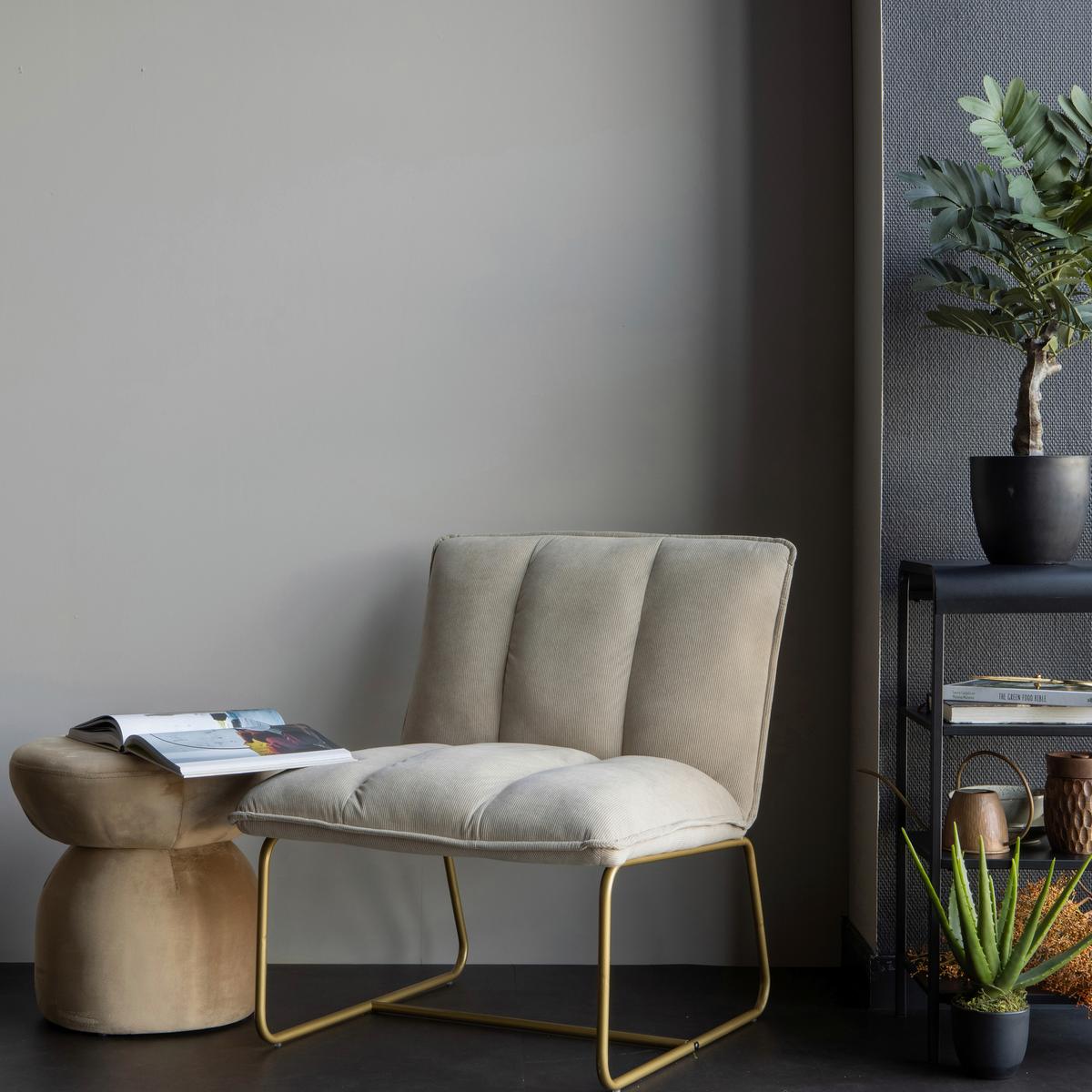 Sessel Fie Sandfarben B: 64cm - Sandfarben/Goldfarben, Design, Textil (64/77/71cm) - Livetastic