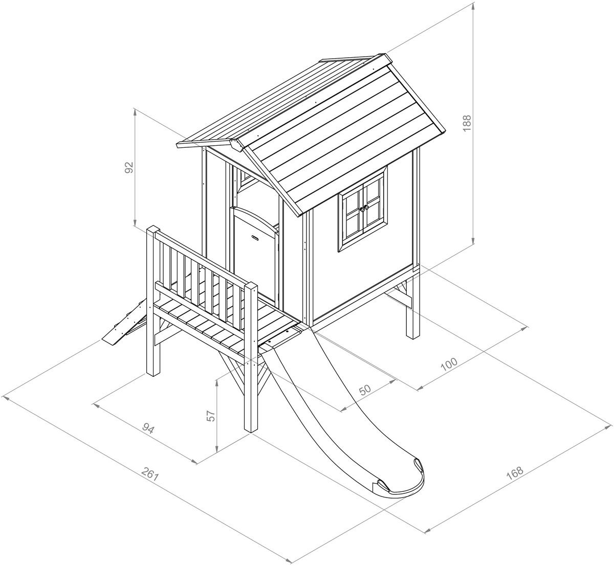 Spielhaus Axi Weiß, B/H/T: 261x189x168cm - Weiß/Grau, Basics, Holz (261/189/168cm) - Ambia Garden