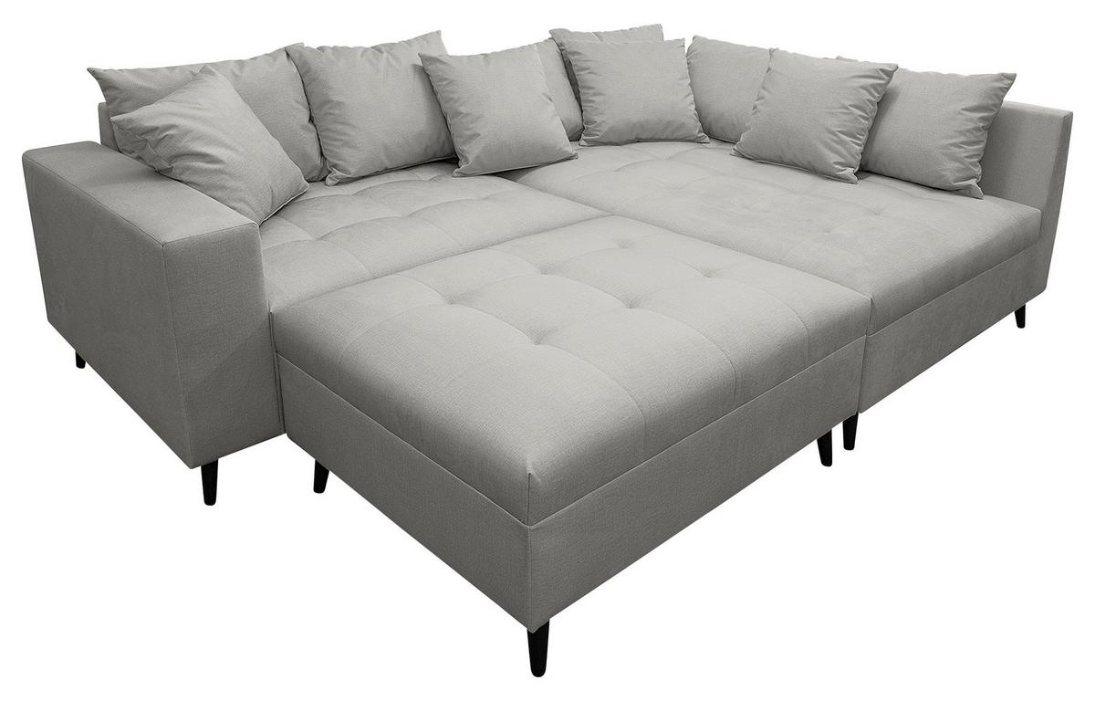 Ecksofa Pruno, Grau S: 247x174 Cm - Schwarz/Grau, Design, Textil (247/174cm) - MID.YOU