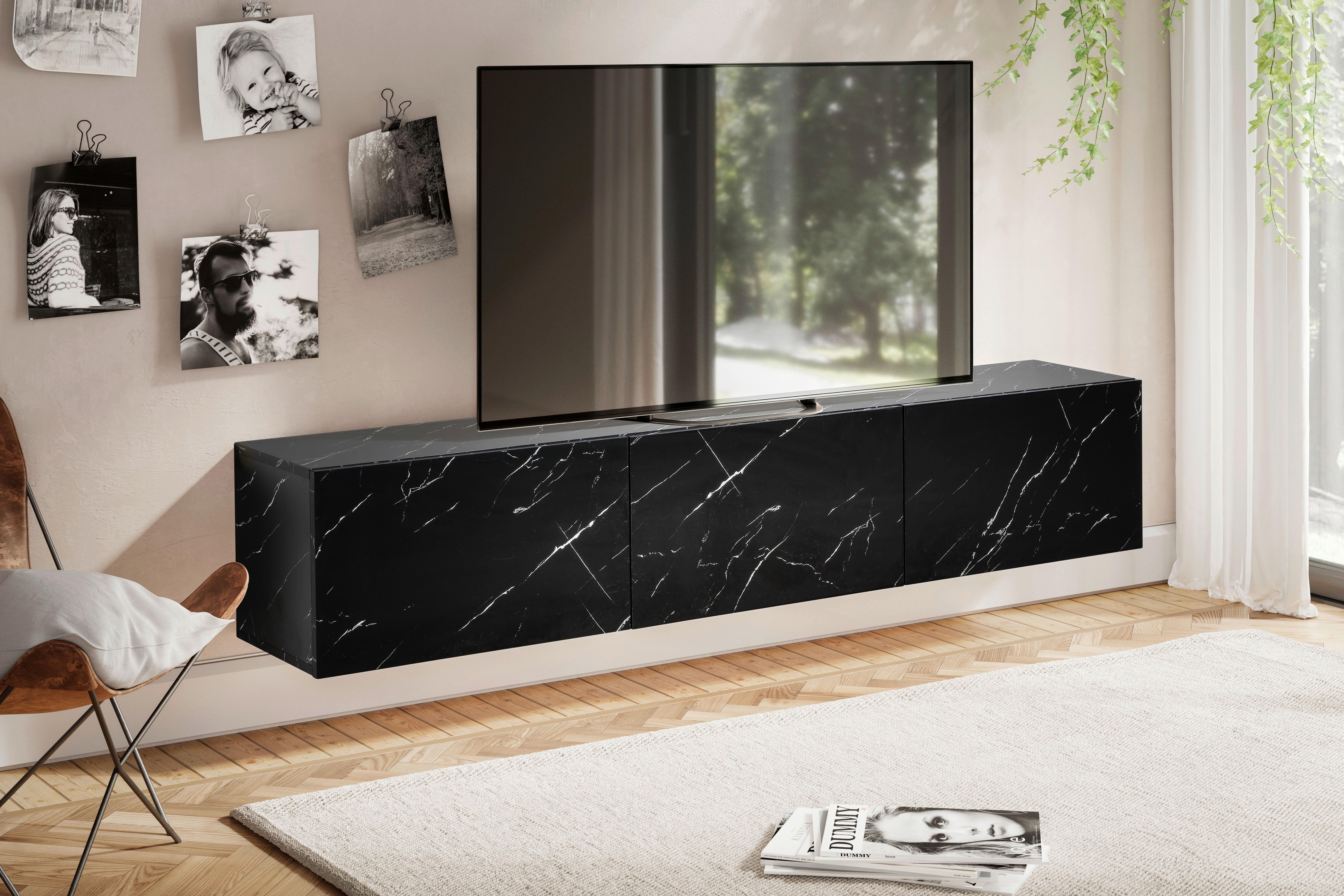 Lowboard Schwarz B: 160 cm - Schwarz, Design, Holzwerkstoff (160/30/30cm) - MID.YOU
