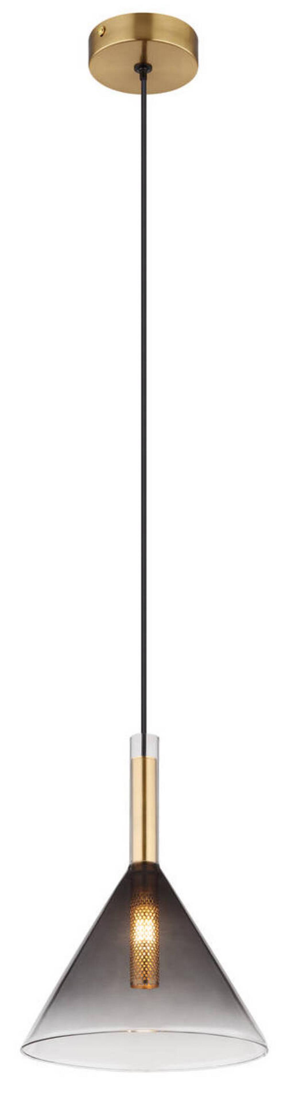 Hängeleuchte 16045h - Klar/Messingfarben, Design, Glas/Metall (20/120cm) - Globo