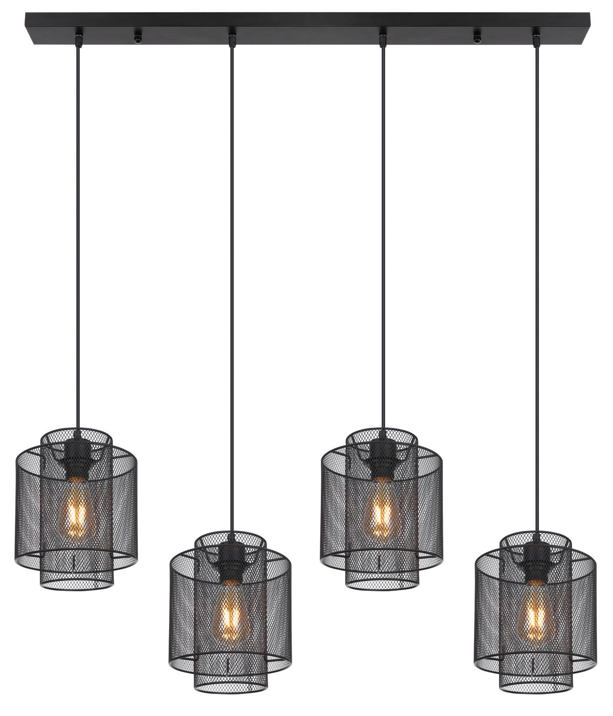 Hängeleuchte H: 120 Cm 4-Flammig - Schwarz, Basics, Metall (98/20/120cm) - Globo