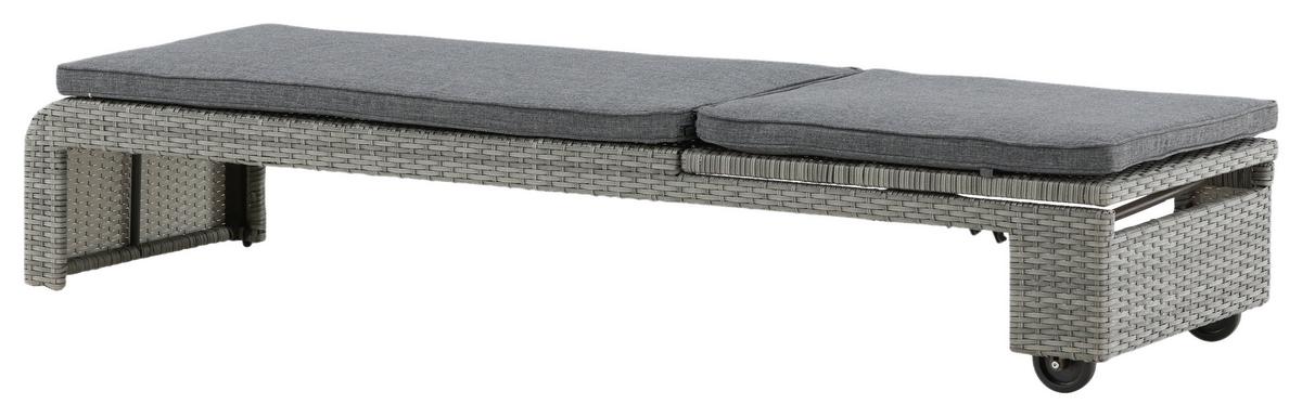 Sonnenliege London Kunststoff verstellbar - Grau, KONVENTIONELL, Kunststoff/Textil (60/32/196cm) - Gardenson