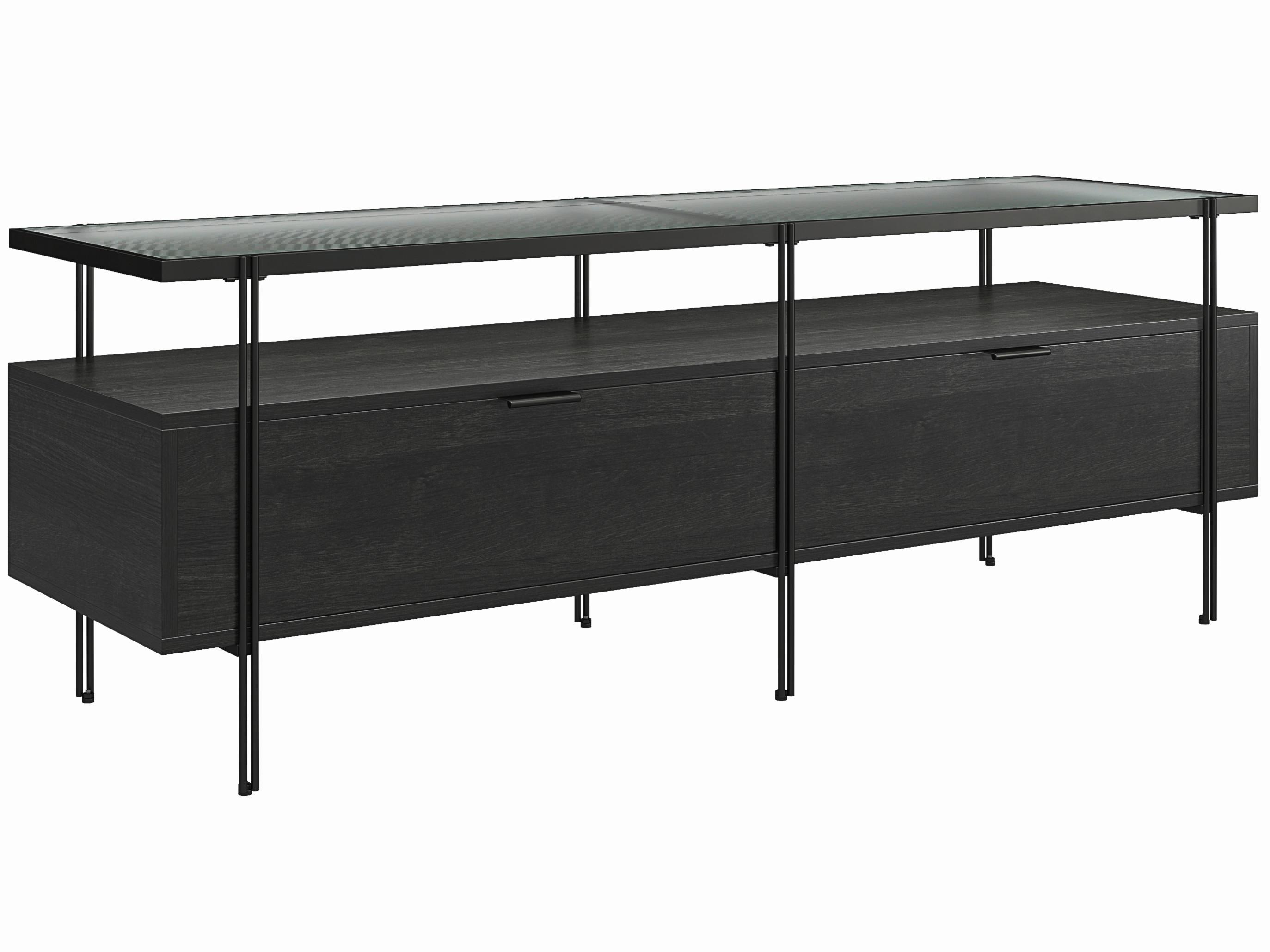 Lowboard Wainwright Schwarz B: 138 Cm - Schwarz, Design, Glas/Papier (138/49/39cm) - MID.YOU