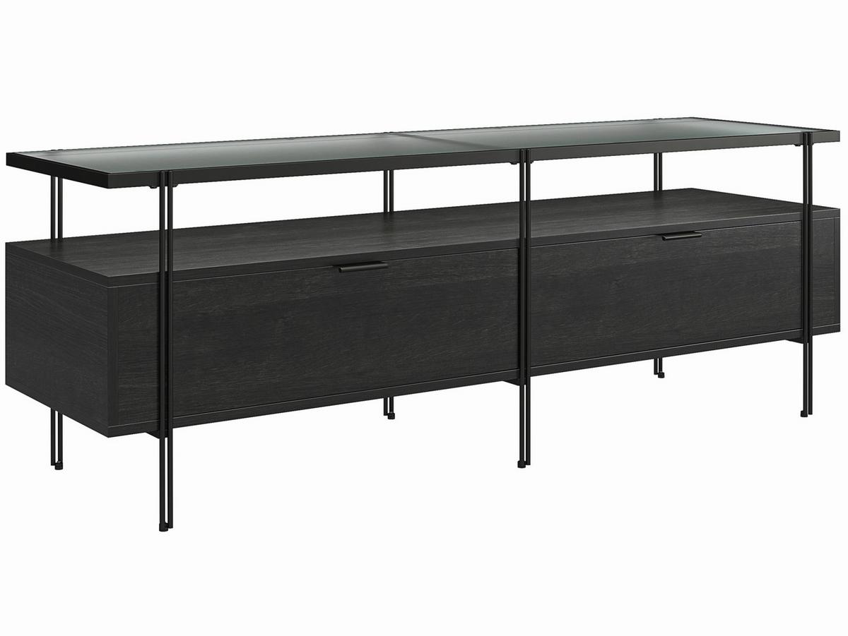 Lowboard Wainwright Schwarz B: 138 Cm - Schwarz, Design, Glas/Papier (138/49/39cm) - MID.YOU