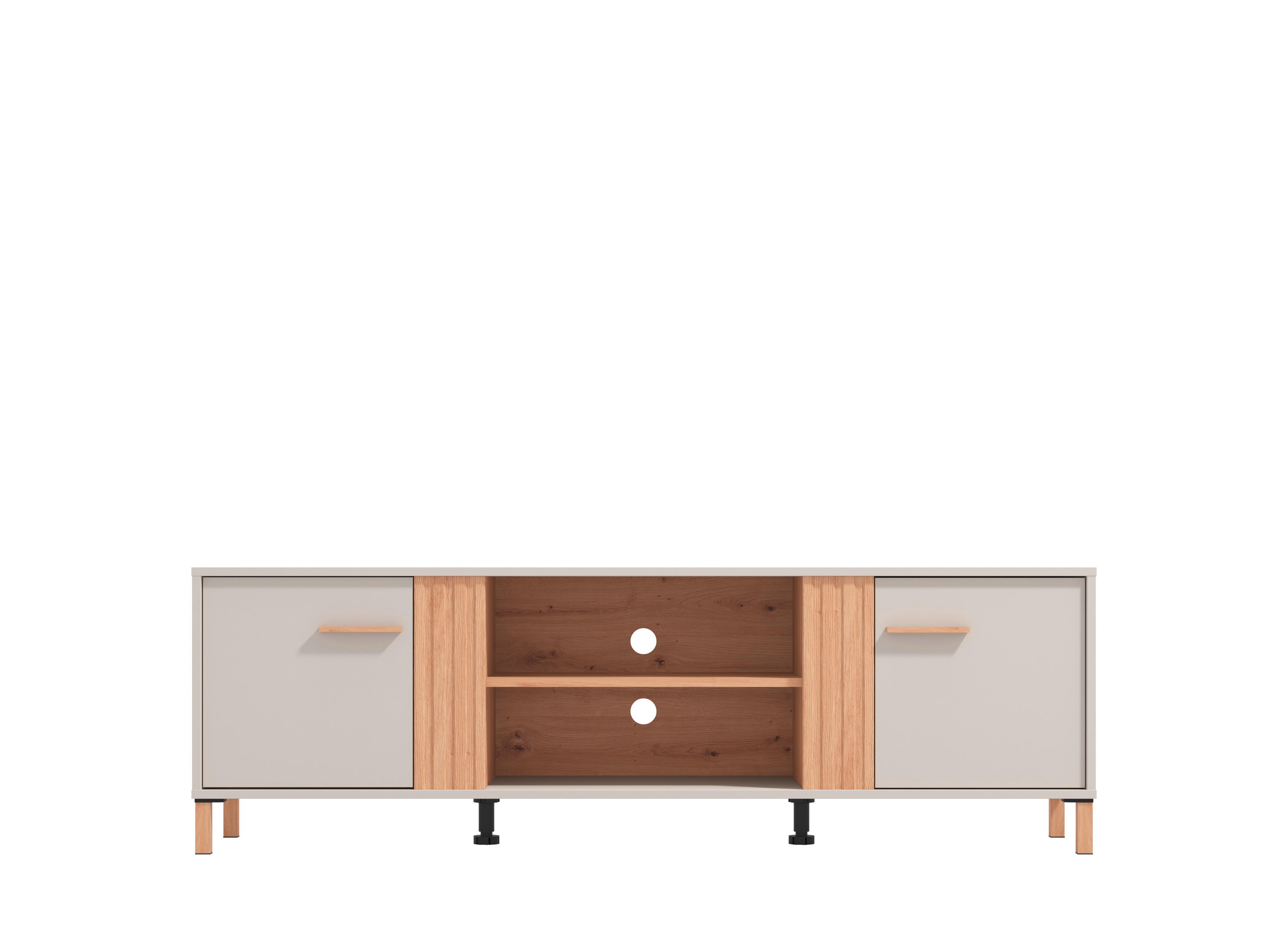 Tv-elem Belfort - tölgyfa/fehér, Modern, faalapú anyag (163,5/52/40cm)