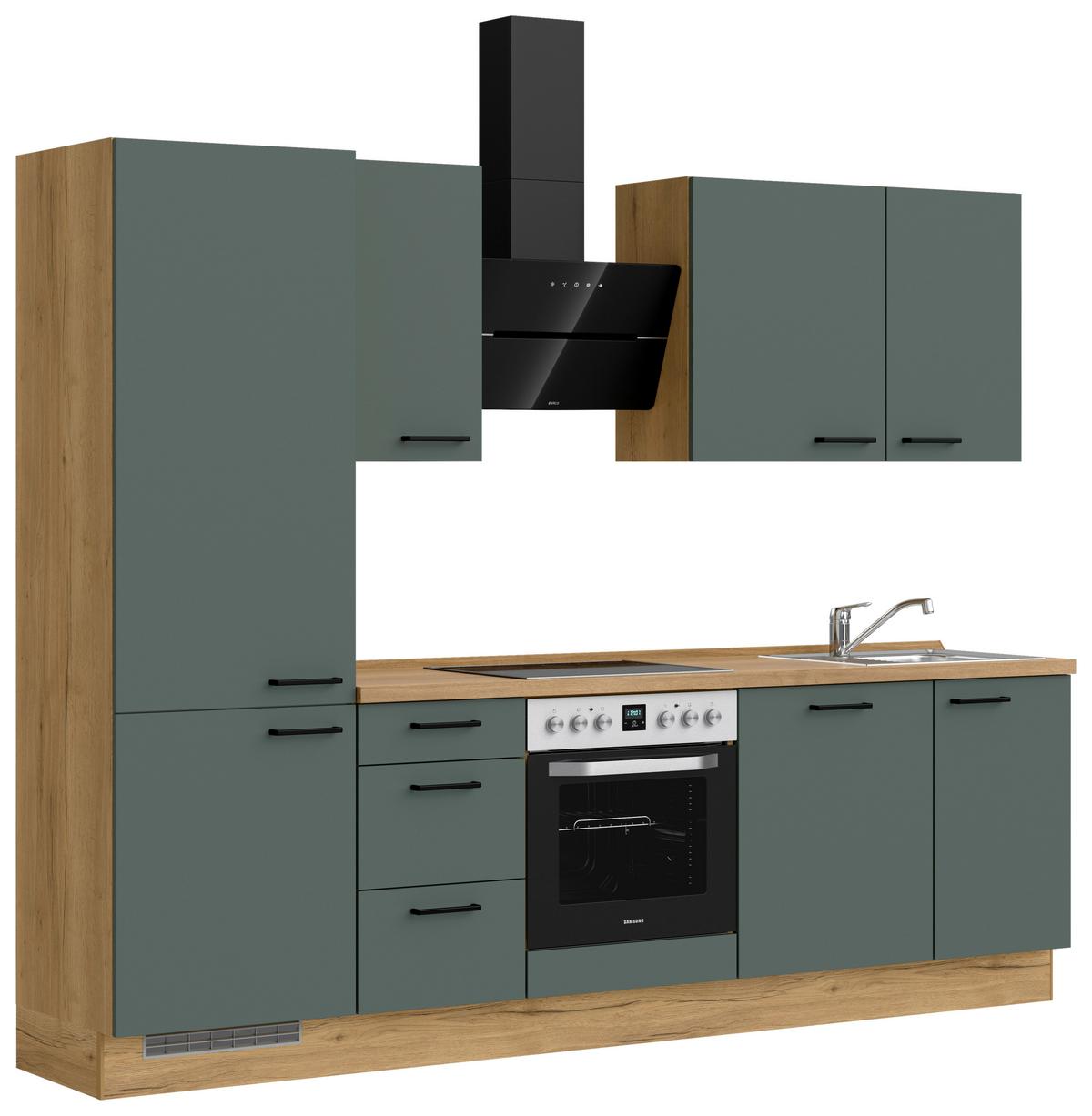 Küchenleerblock Easytouch High-Line, H6 Links - Dunkelgrün/Eichefarben, MODERN, Holzwerkstoff (270cm) - Nobilia