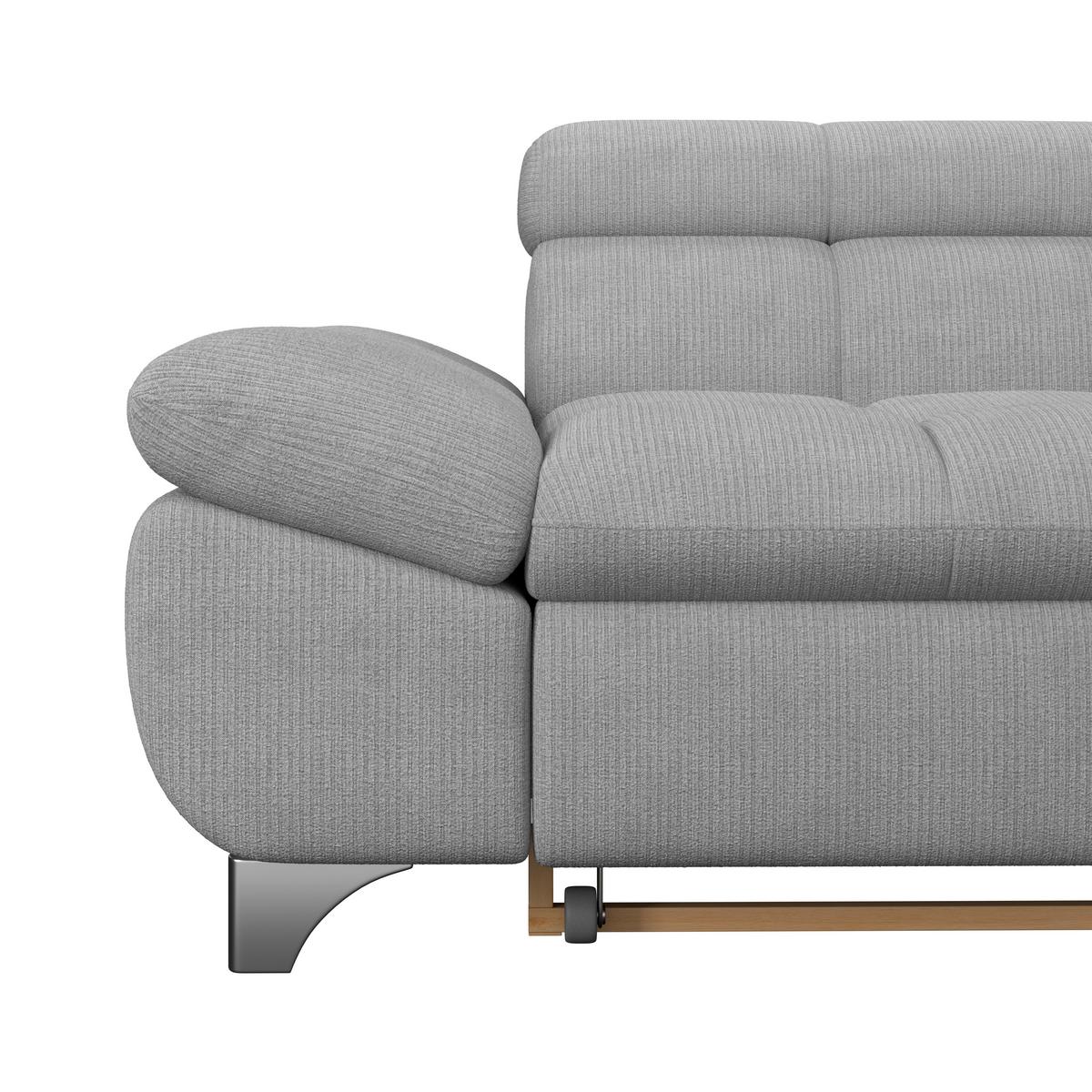 Rohová sedačka GEMINI, pravá, sivá ženilka - svetlosivá/chrómová, Konventionell, kov/textil (312/234cm)