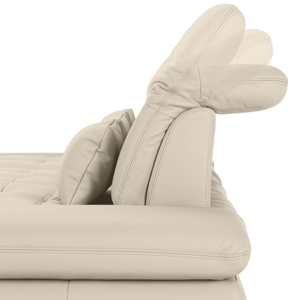 Rohová sedačka SANFINO, ľavá, svetlosivá pravá koža - svetlosivá/chrómová, Konventionell, kov/koža (199/79-96/305cm) - Premium Living