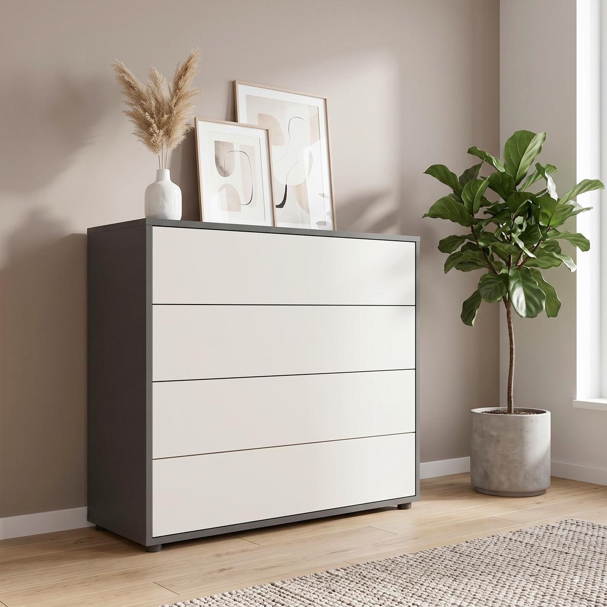 KOMMODE MAILAND TYP 3 - Anthrazit/Schwarz, MODERN, Holzwerkstoff (79/73/33cm) - MID.YOU