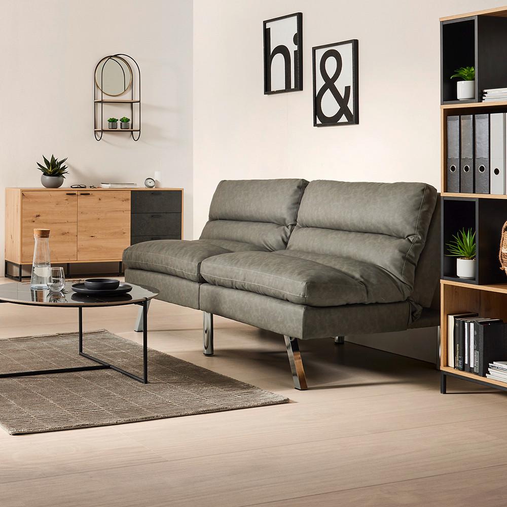 Pohovka LIA světle šedá - světle šedá/barvy chromu, Moderní, dřevo/textil (171/112/53cm) - Bessagi Home